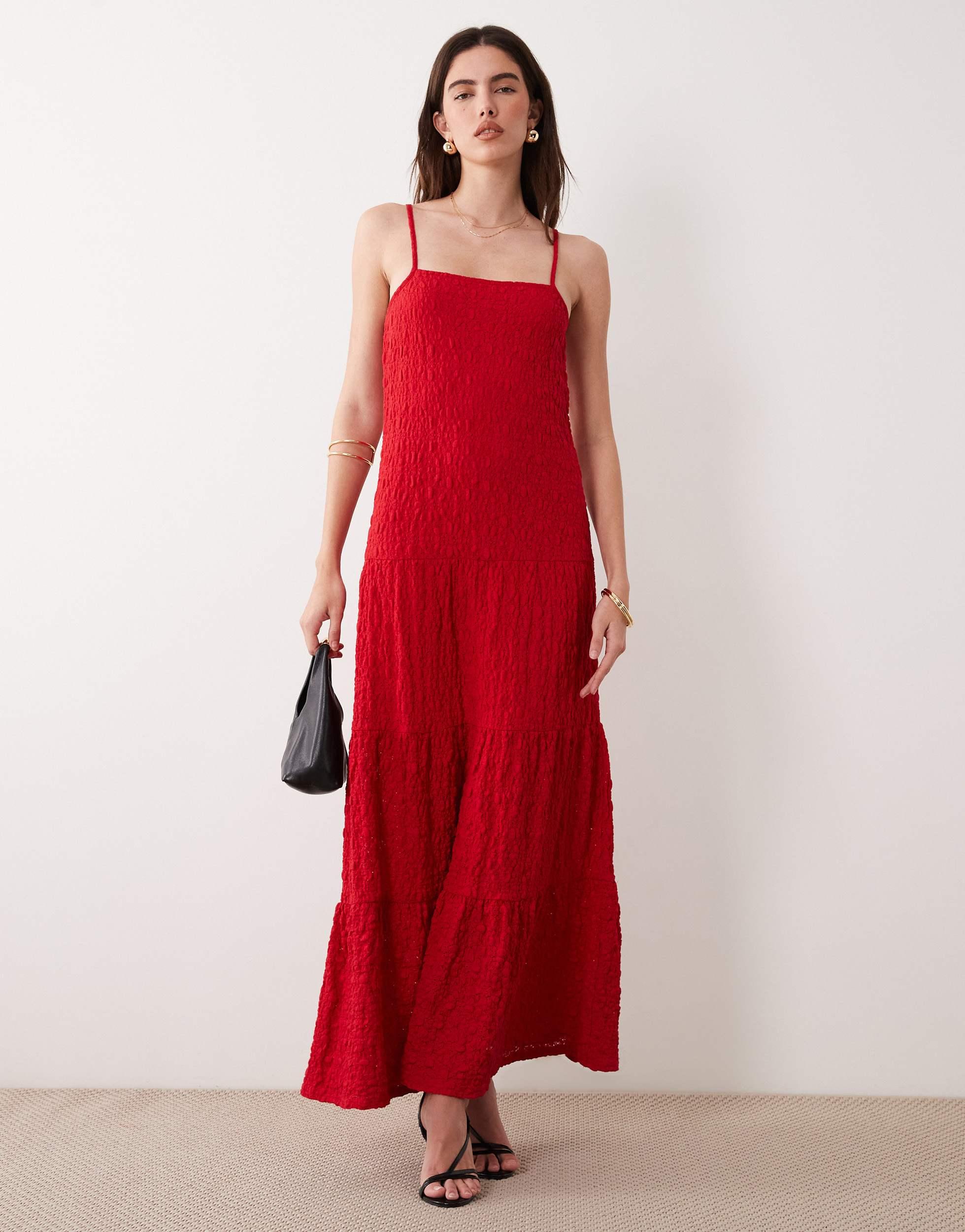 chinese dress ladies Rent Asos Design Channel Detail Halter Neck Trapeze Tiered Maxi Dress In  Bright Orange