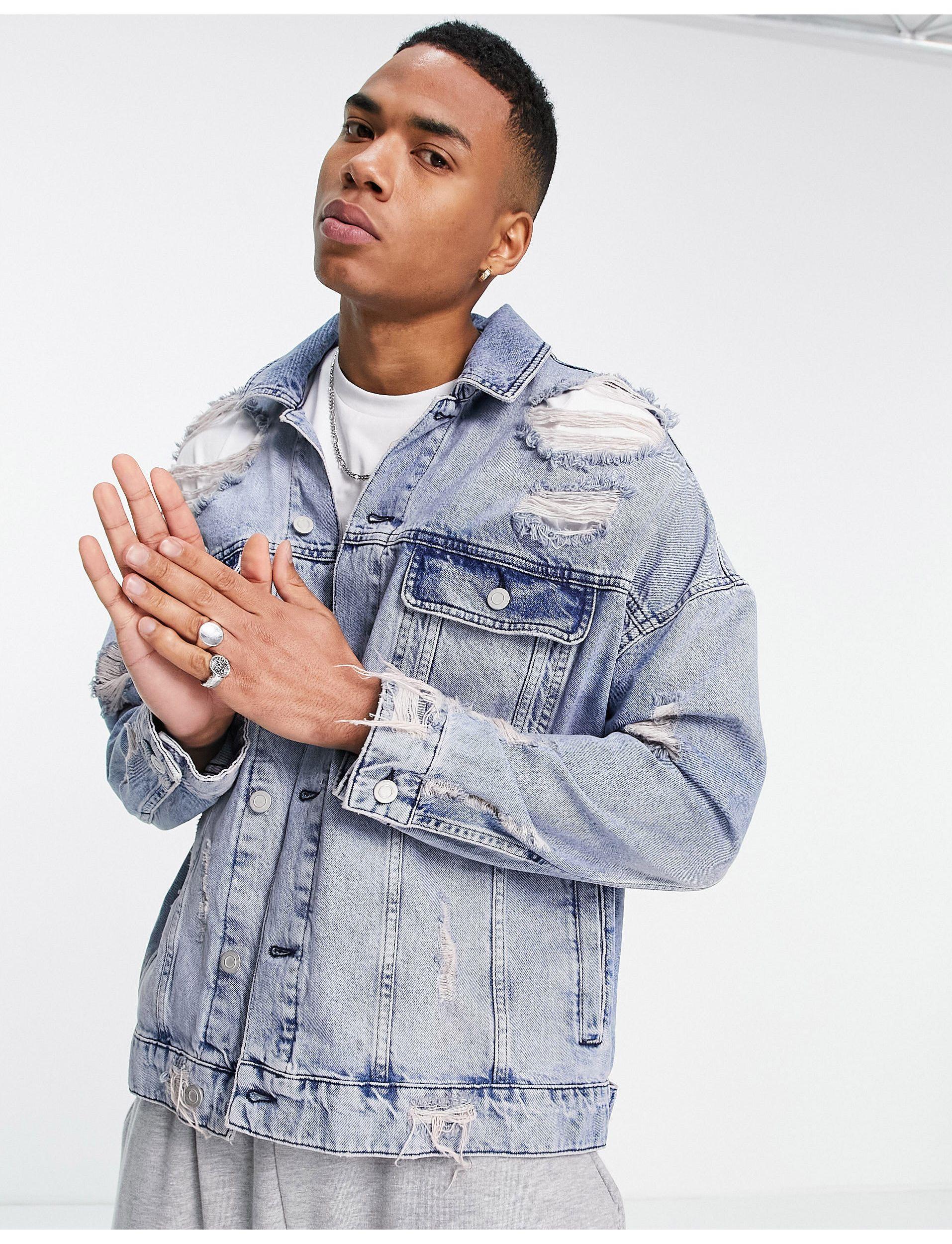 cheap ripped denim jacket