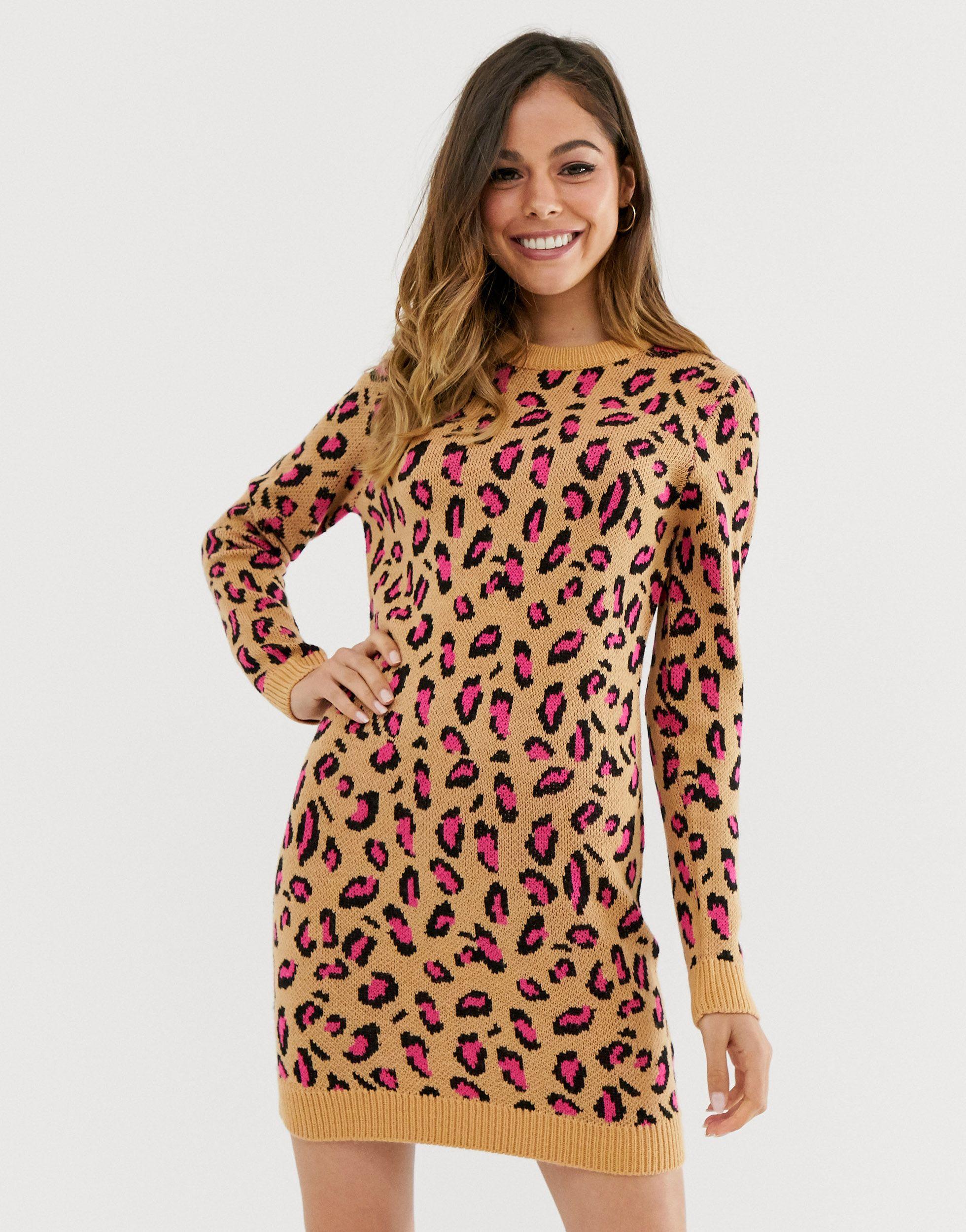neon animal print dress