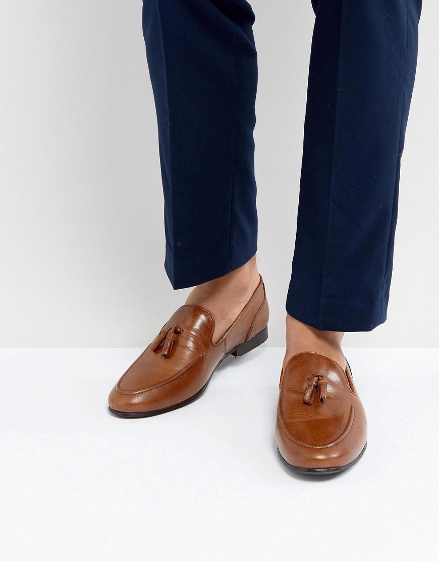 red tape men brown leather loafers
