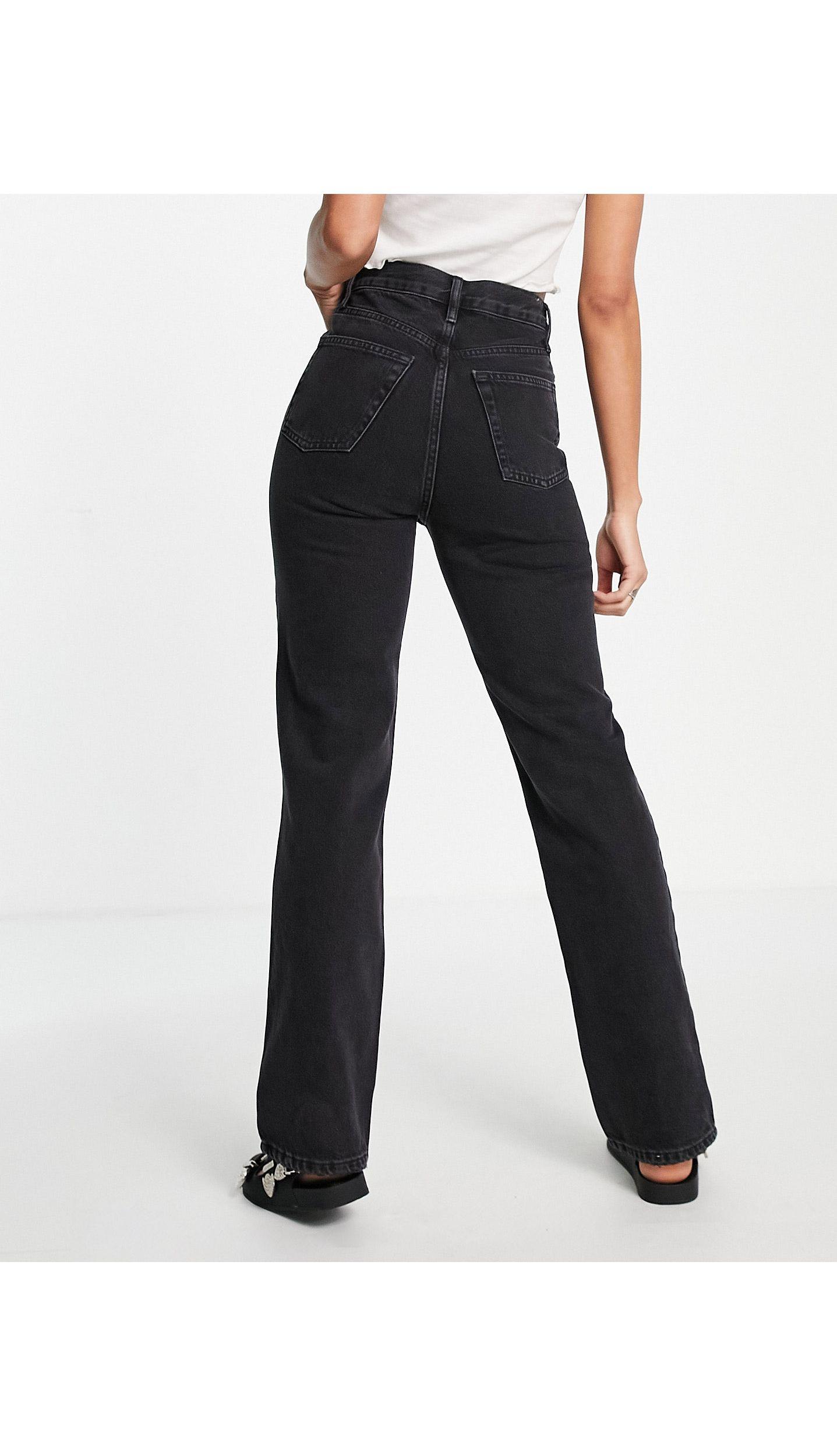 TOPSHOP Kort Loose Straight Leg Jean in Black | Lyst