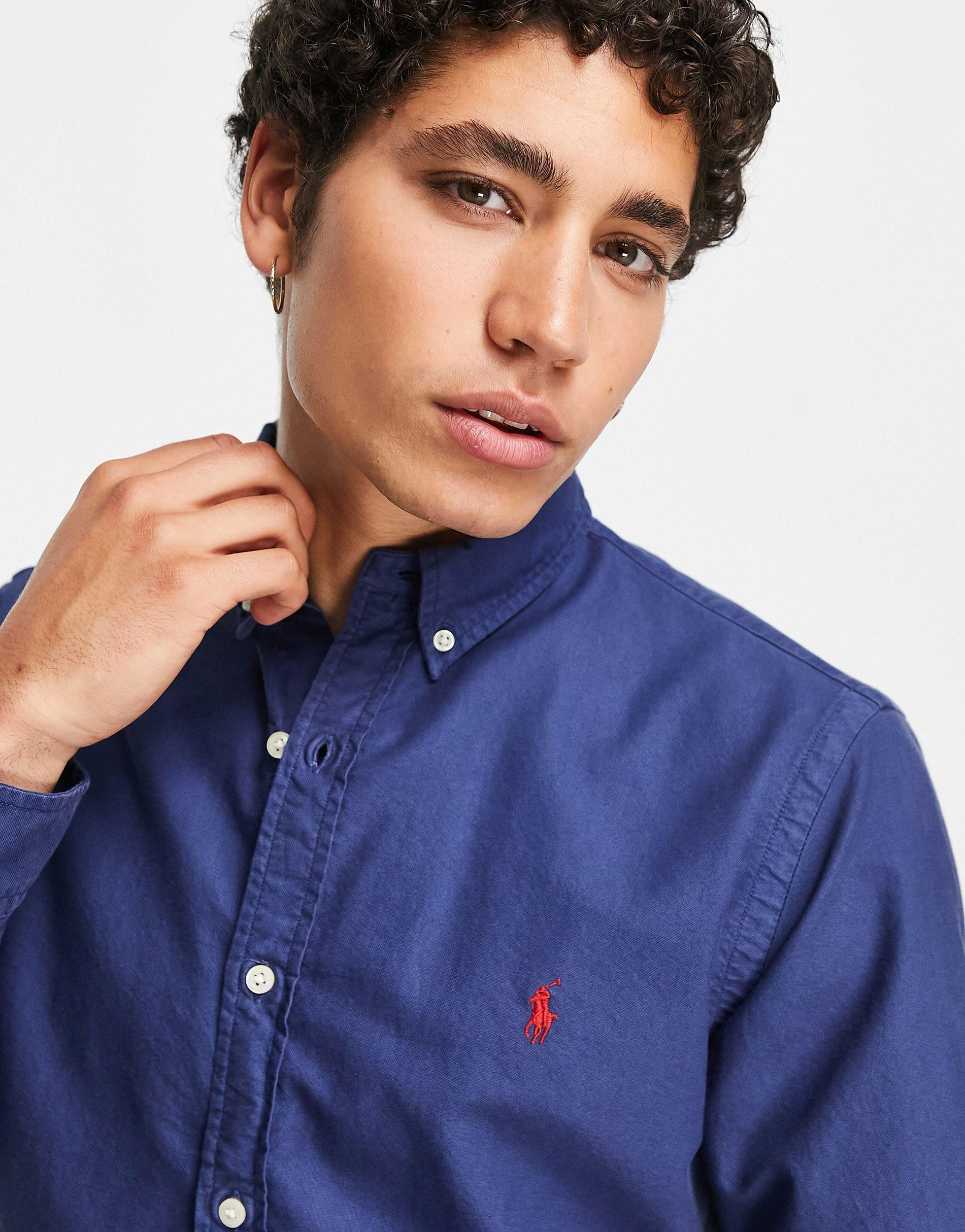 Polo Ralph Lauren Slim Fit Garment Dyed Oxford Shirt Slim Fit in Blue for  Men | Lyst