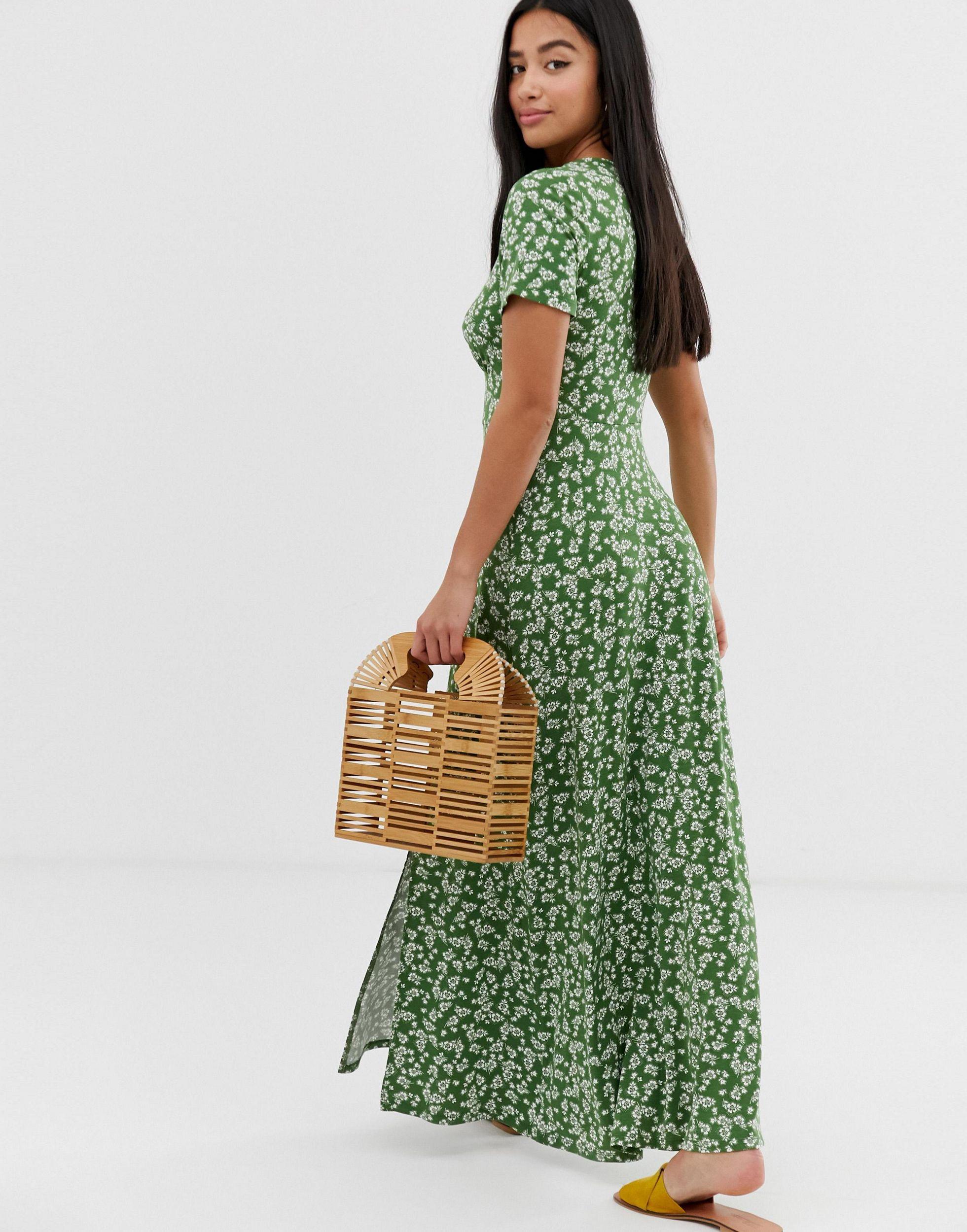 button through maxi tea dress
