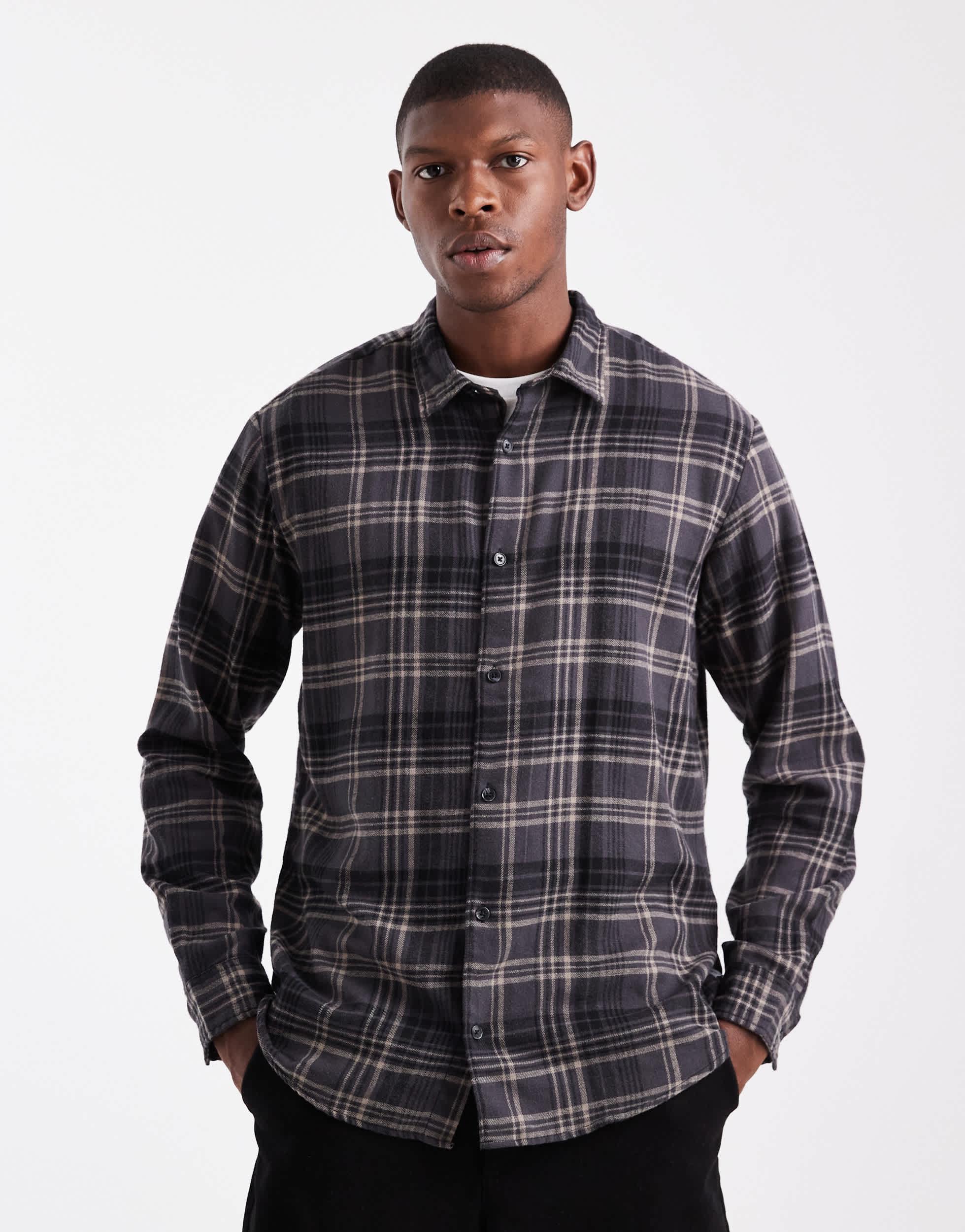 T-shirt Manches Longues Jack & Jones JREBGAVIN - Coupe Ajustée, Col Classique, Blanc
