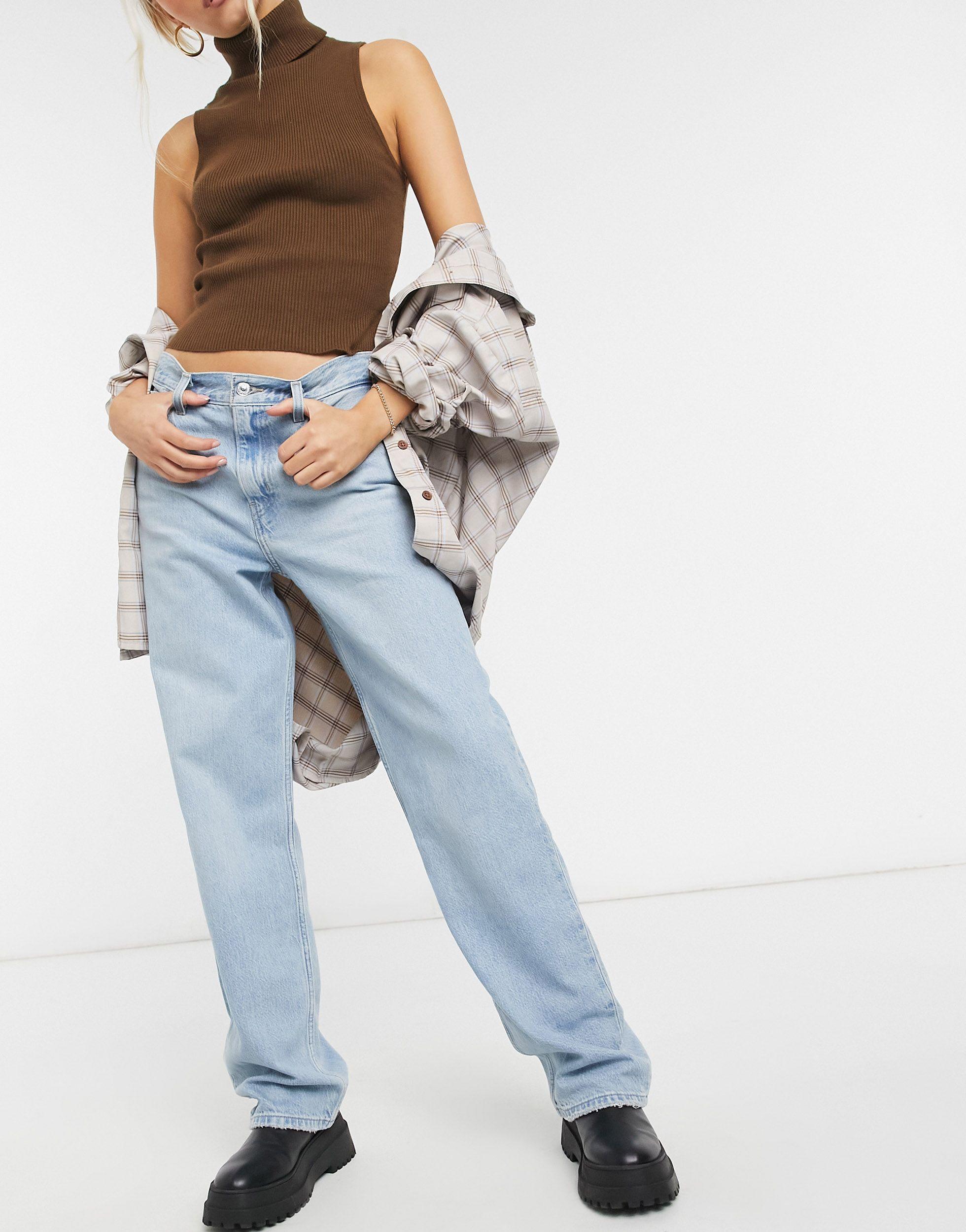 Denim High Loose Straight Leg Jeans 