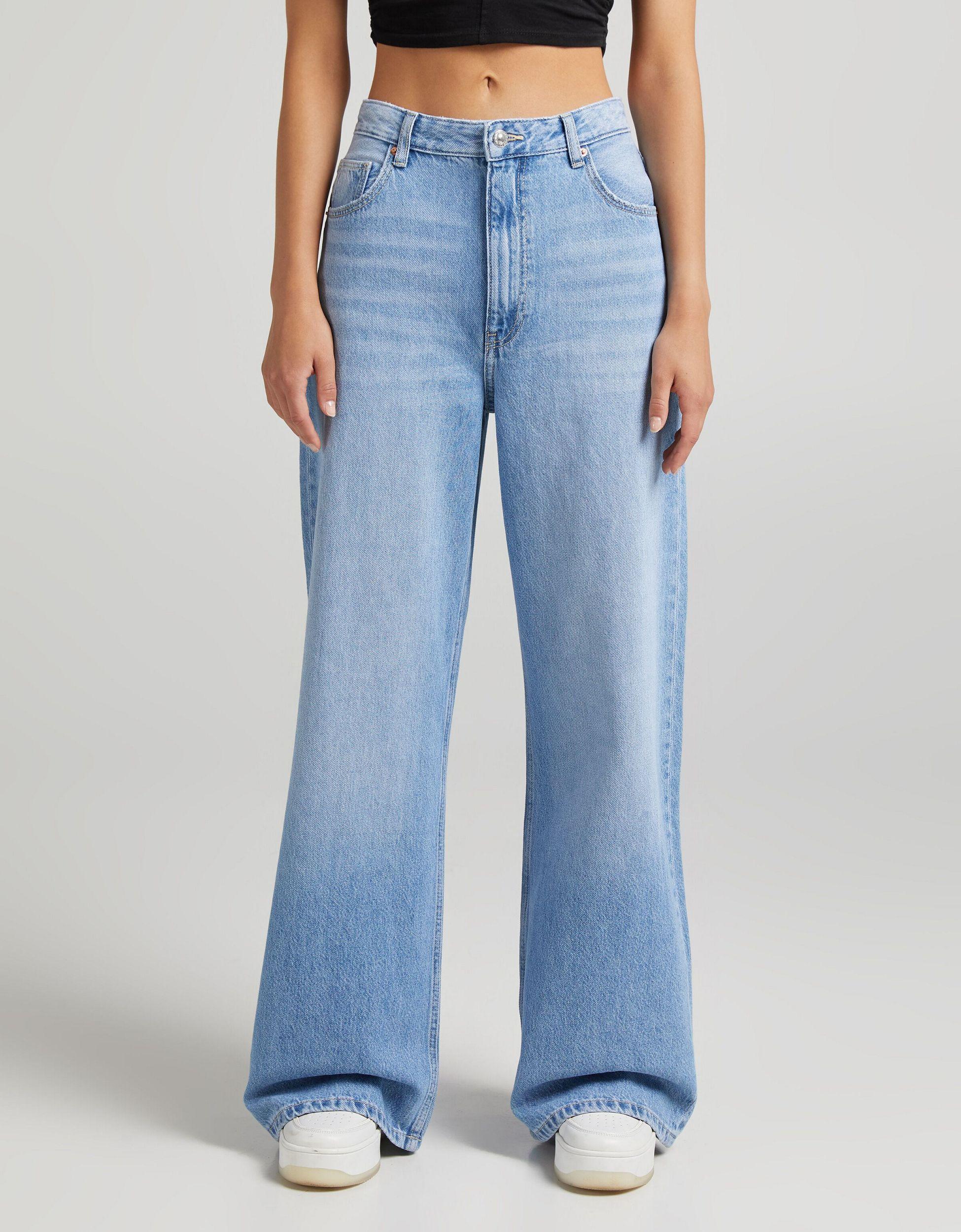 Bershka 90's Super Wide Leg Jean in Blue | Lyst