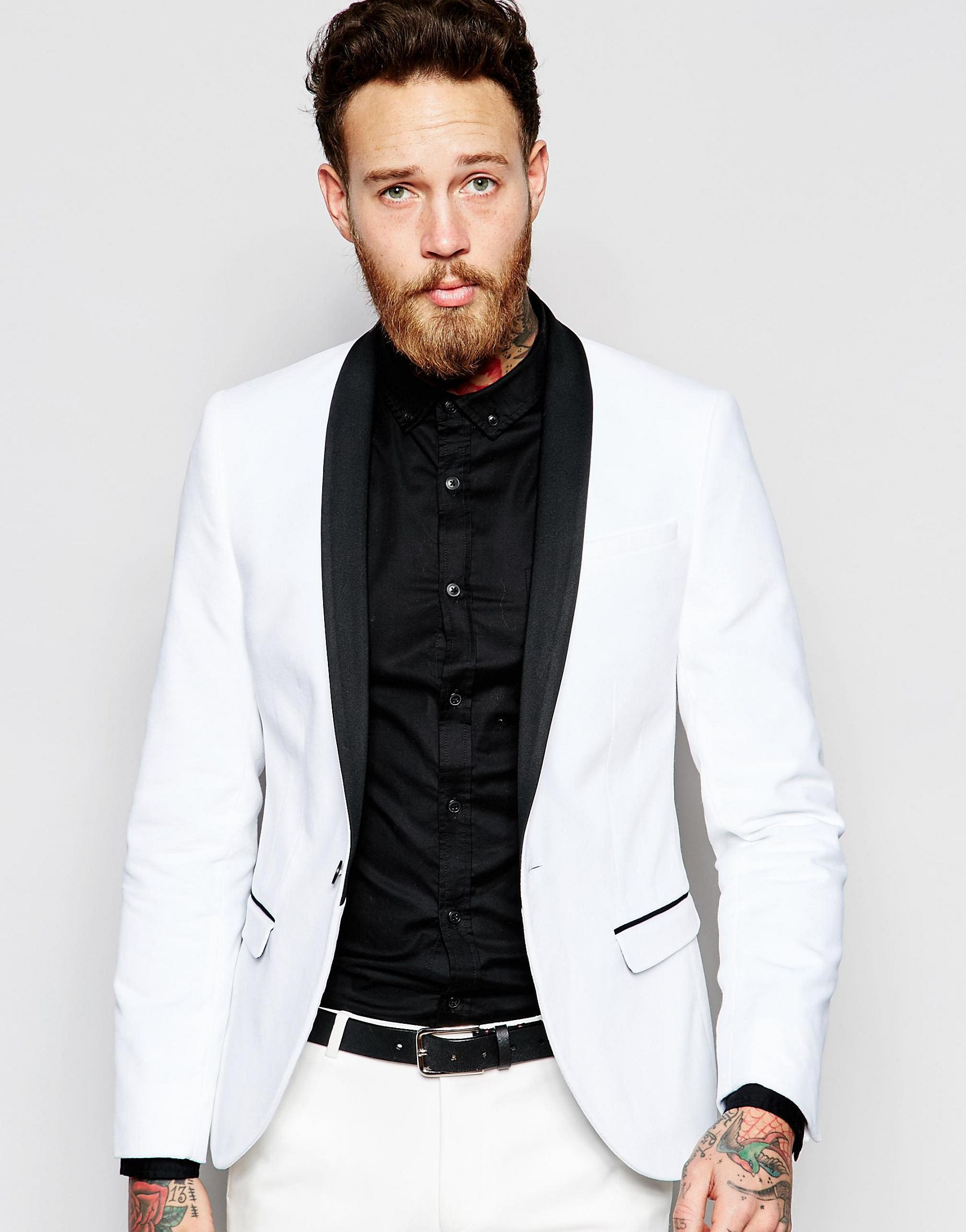 Lyst - Noose And Monkey Velvet Blazer In Super Skinny Fit in White for Men