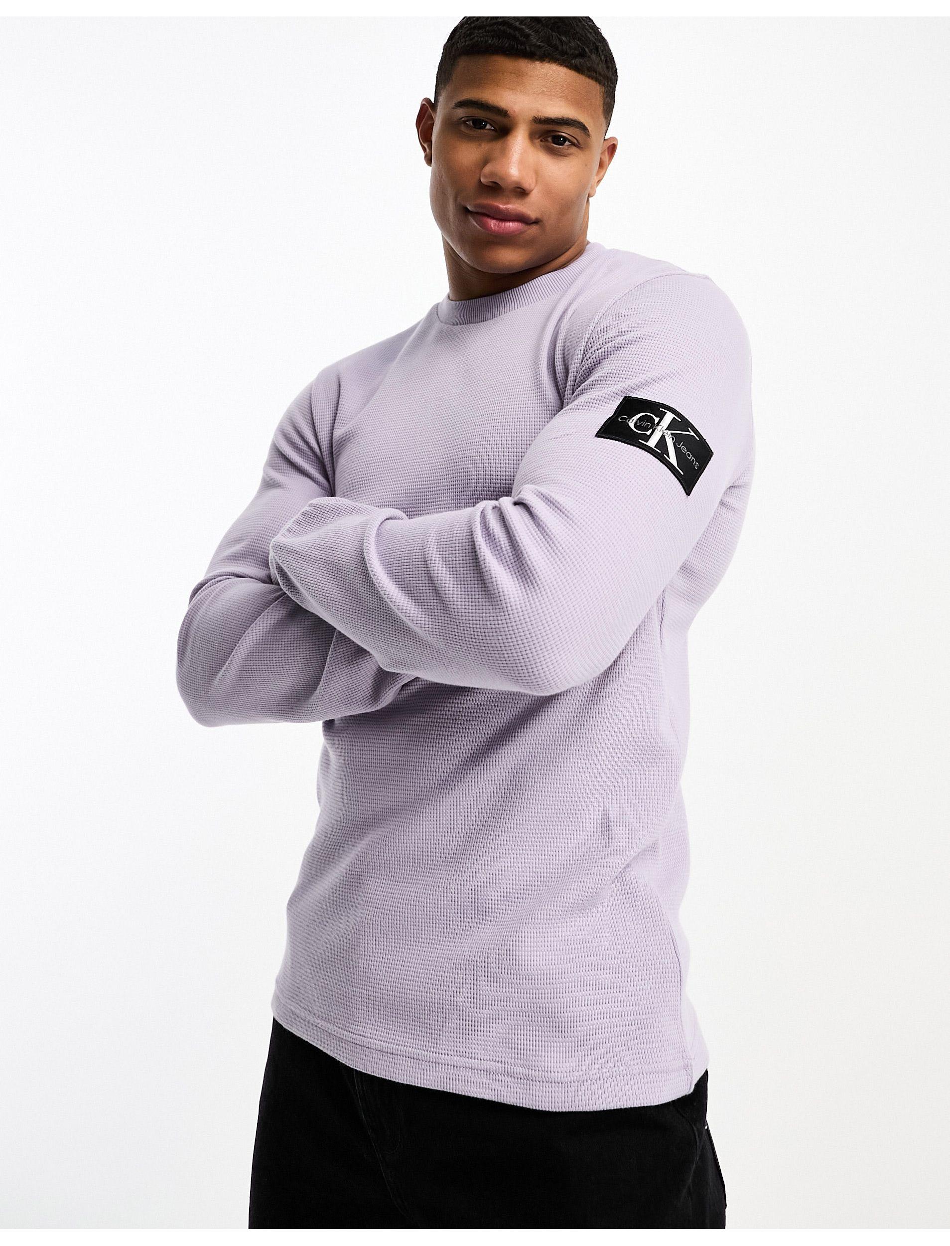 Calvin Klein Waffle Long Sleeve T-shirt in Purple for Men | Lyst