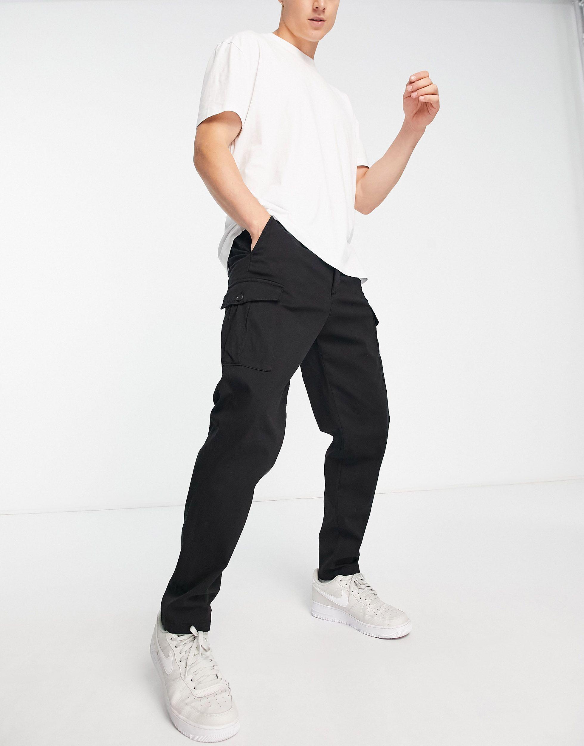 SELECTED Slim Fit Tapered Cargos in Black for Men Lyst