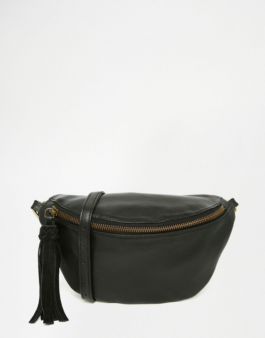 Asos Leather Classic Bum Bag in Black Lyst