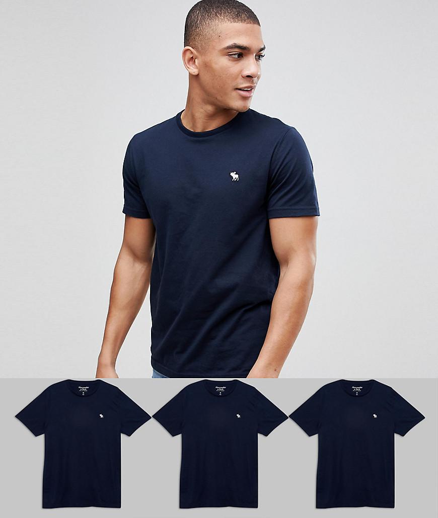 & Fitch 3pack T-shirt Crewneck Muscle Slim Fit In Navy 25% in Blue Men | Lyst