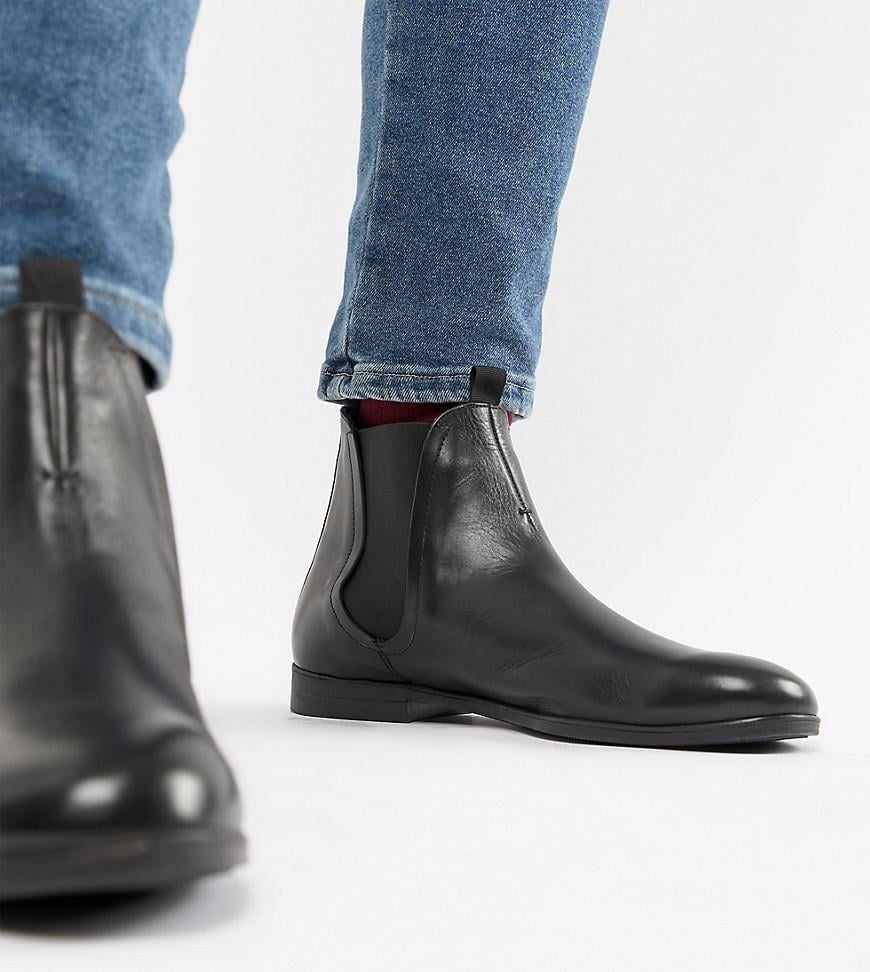 H by Hudson Wide Fit Atherston Chelsea Boots In Black Leather for Men |  Lyst UK
