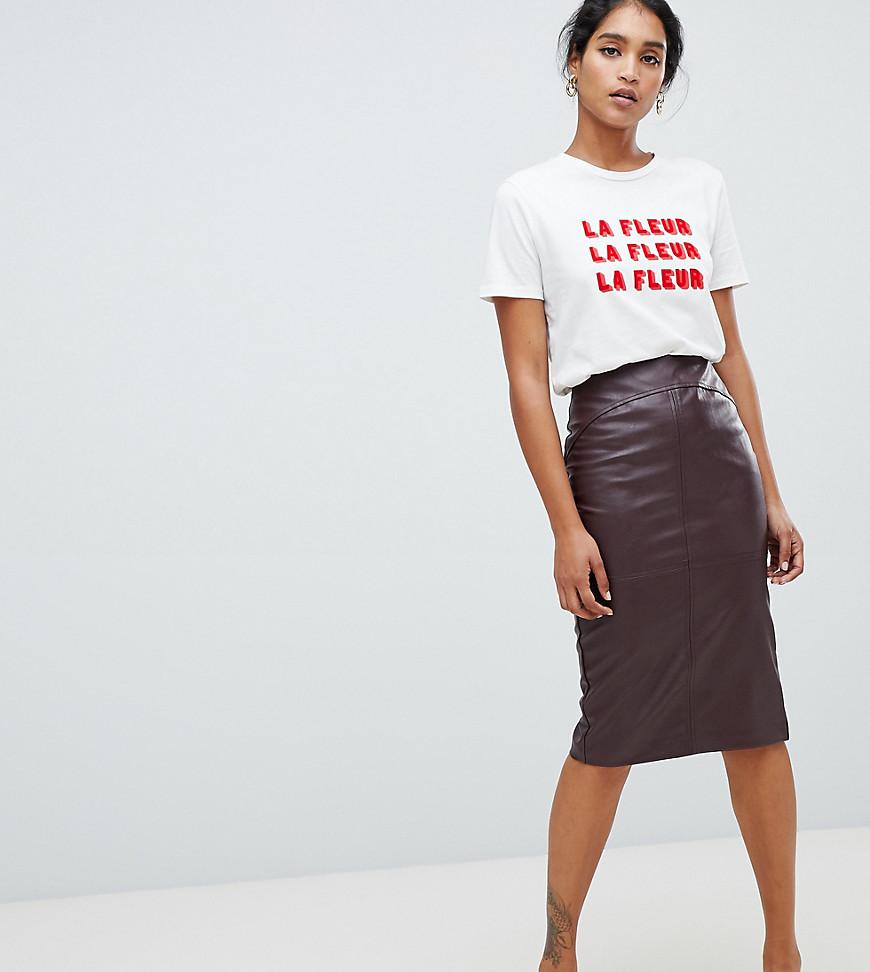 Oasis Faux Leather Pencil Skirt In Burgundy in Red | Lyst