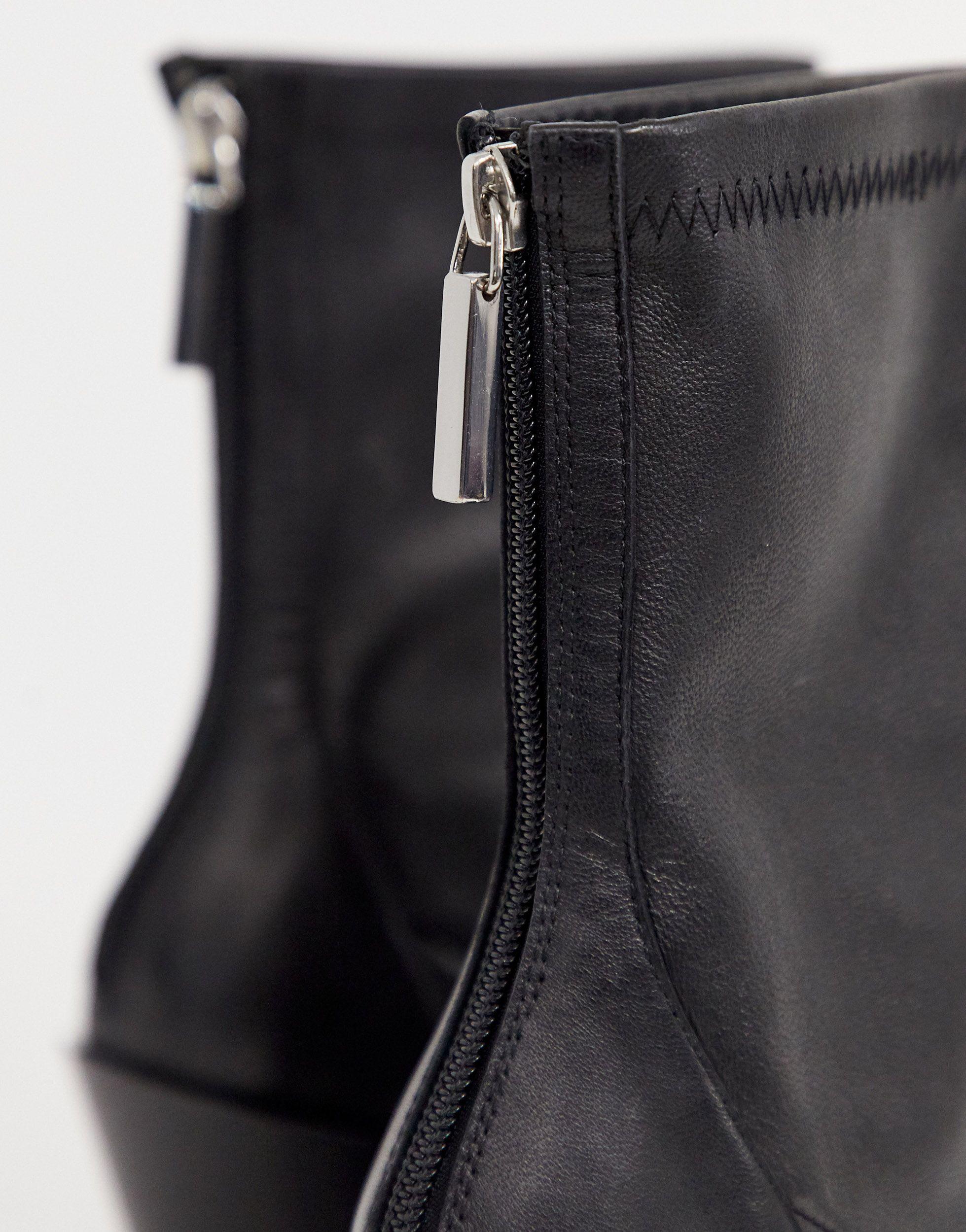 office ashleigh black leather calf croc boots