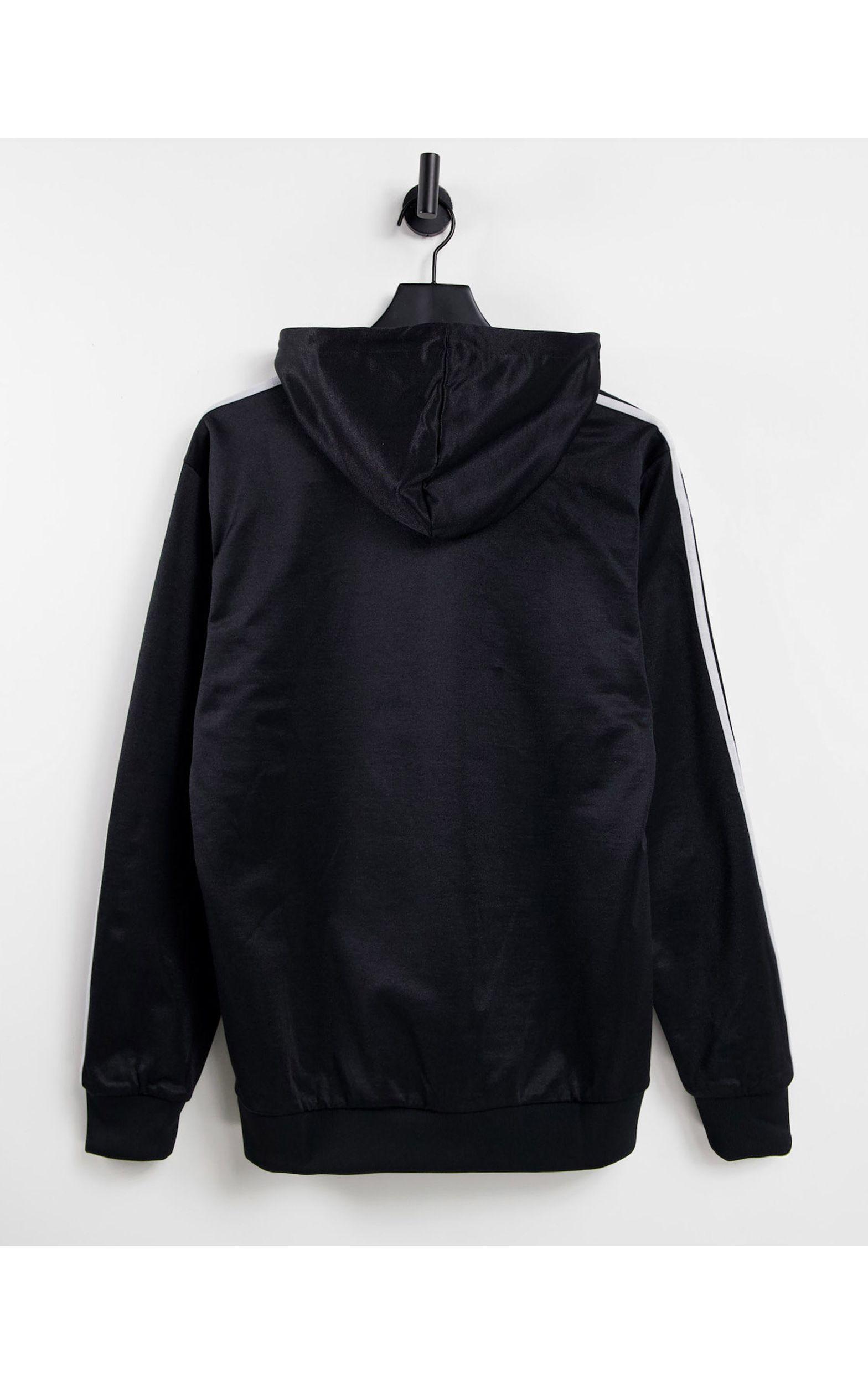 adidas Originals Adicolor High Shine Three Stripe Hoodie in Black