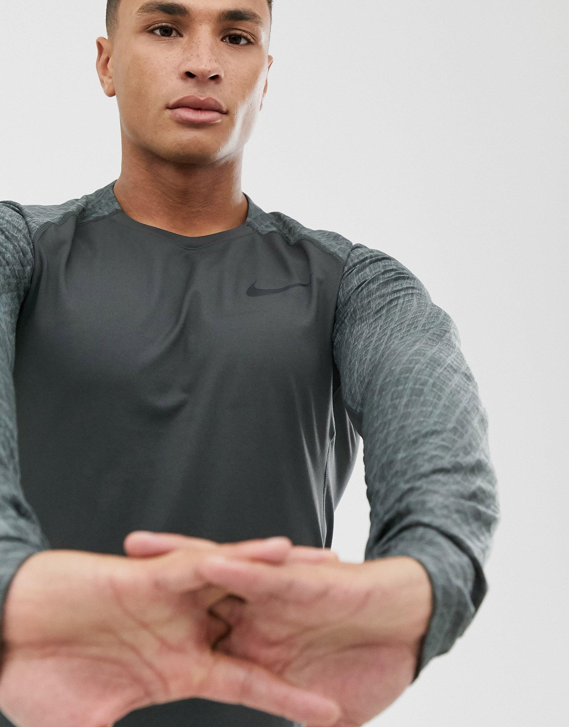 Nike Nike Pro Training Therma Long Sleeve Top in Gray for Men | Lyst