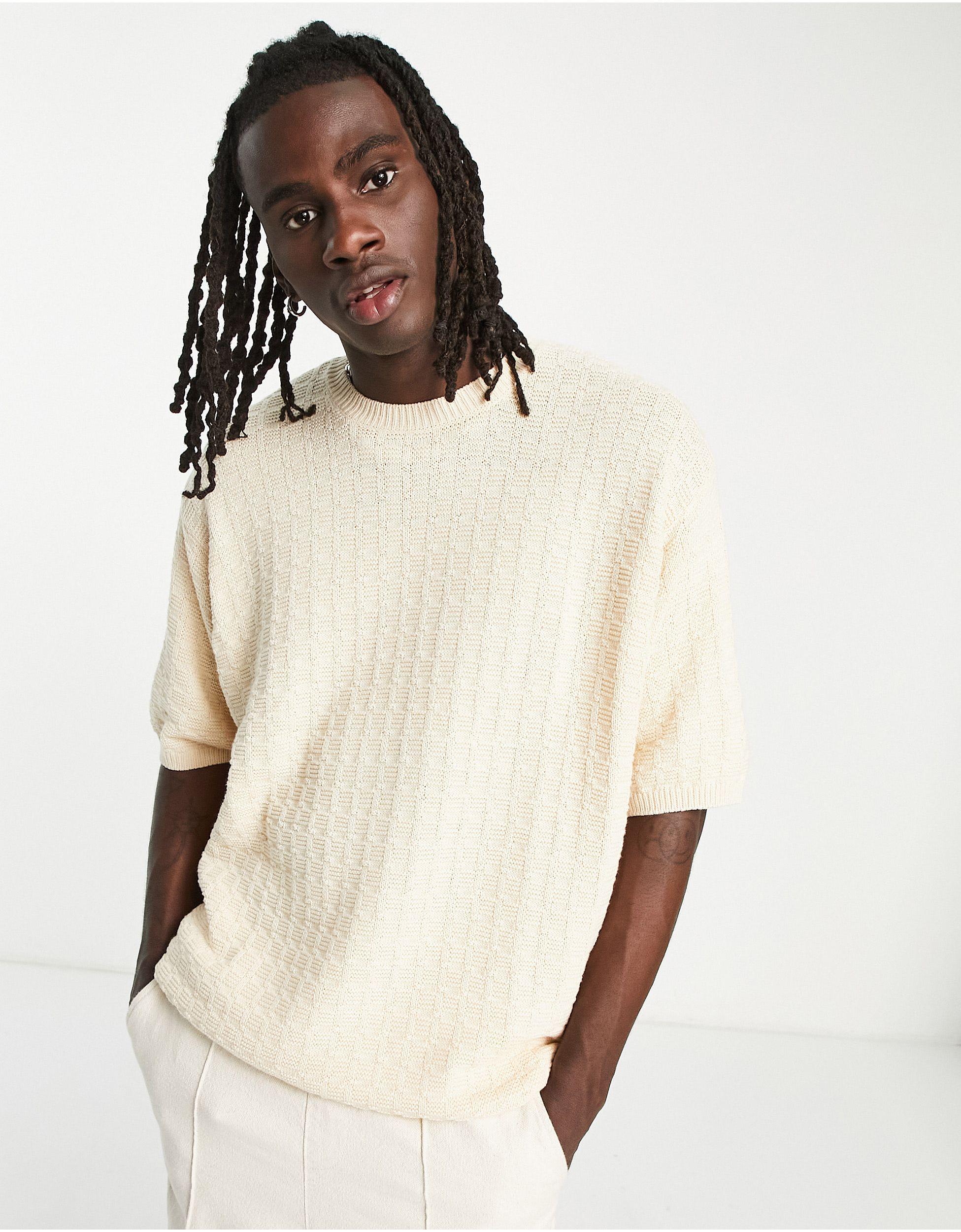 ASOS Textured Oversized T-shirt in Natural for Men | Lyst