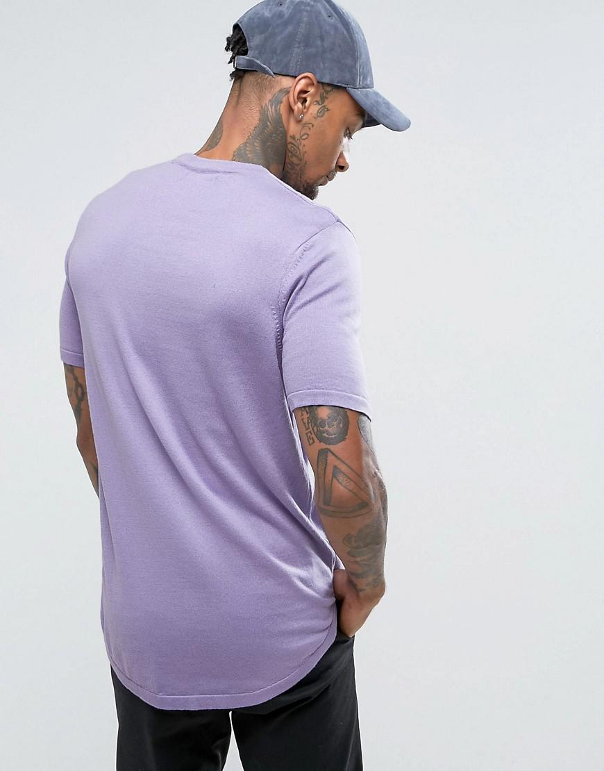 ASOS Cotton Longline T-shirt With Curved Hem In Lilac in Purple for Men |  Lyst