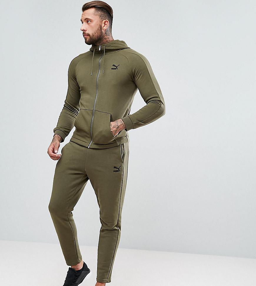 PUMA Skinny Fit Tracksuit Set In Khaki Exclusive At Asos in Green for Men -  Lyst