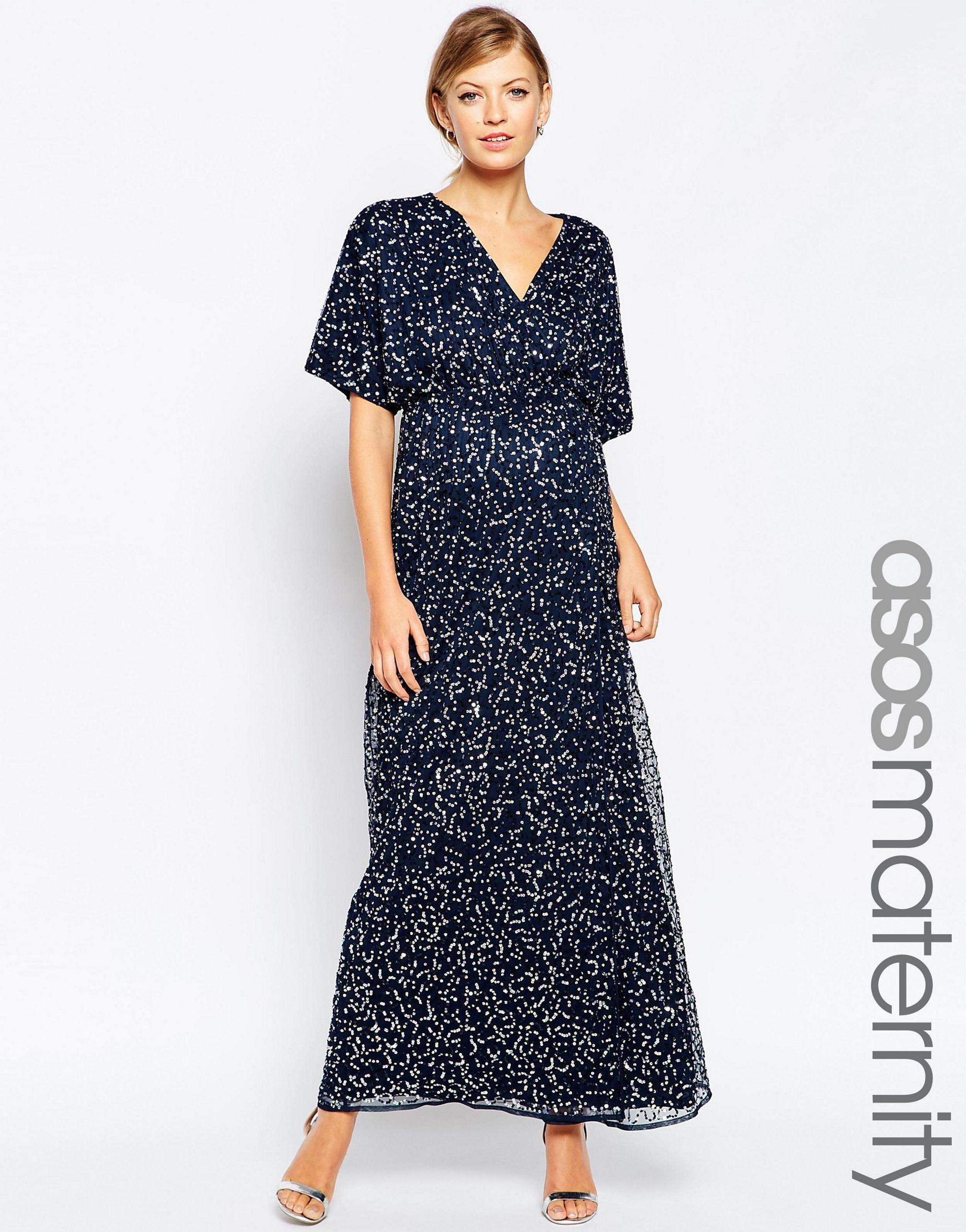 ASOS Kimono Maxi Dress In Sequin in Blue Lyst