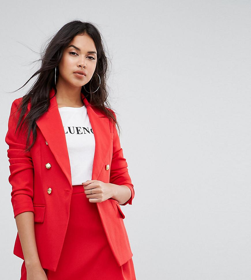 Missguided Gold Button Blazer in Red | Lyst