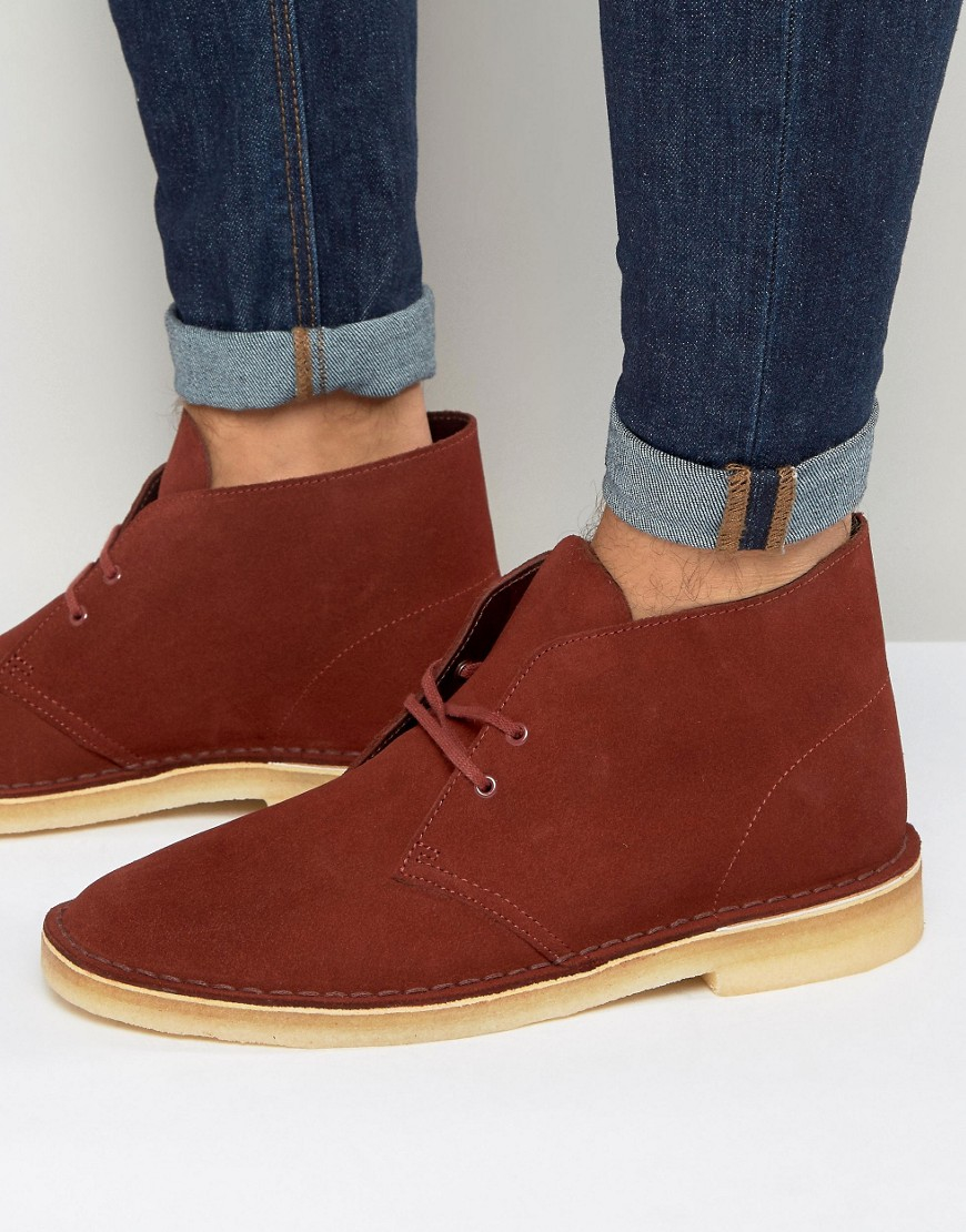 Clarks Suede Desert Boots in Red for Men Lyst