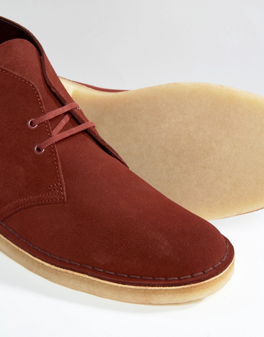 Clarks Suede Desert Boots in Red for Men - Lyst