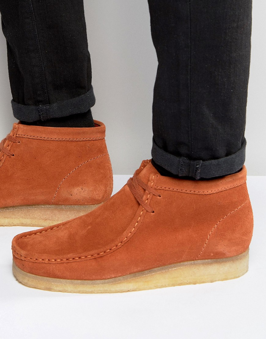 Clarks Suede Wallabee Boots - Orange for Men | Lyst