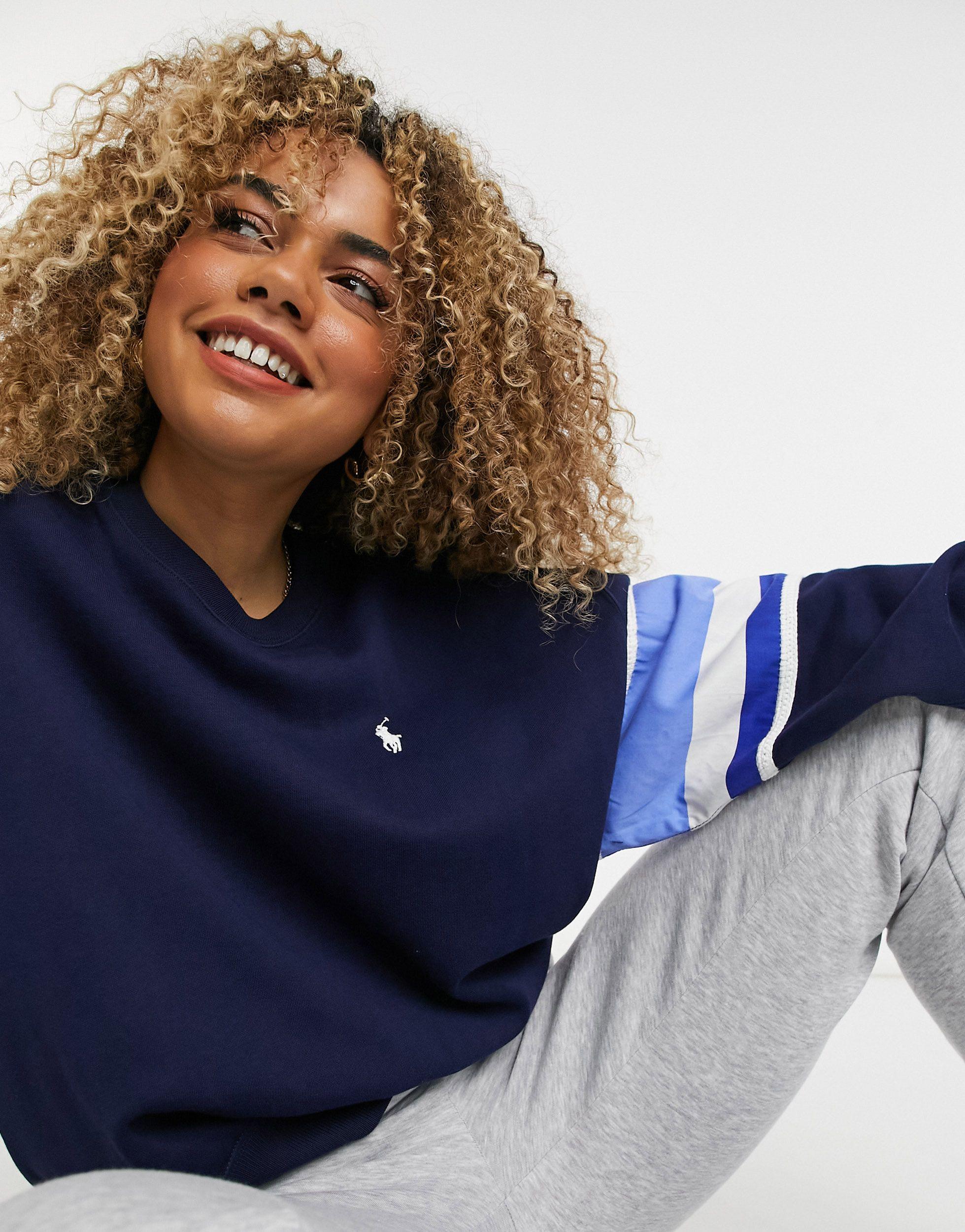 polo ralph lauren collegiate logo sweatshirt in navy