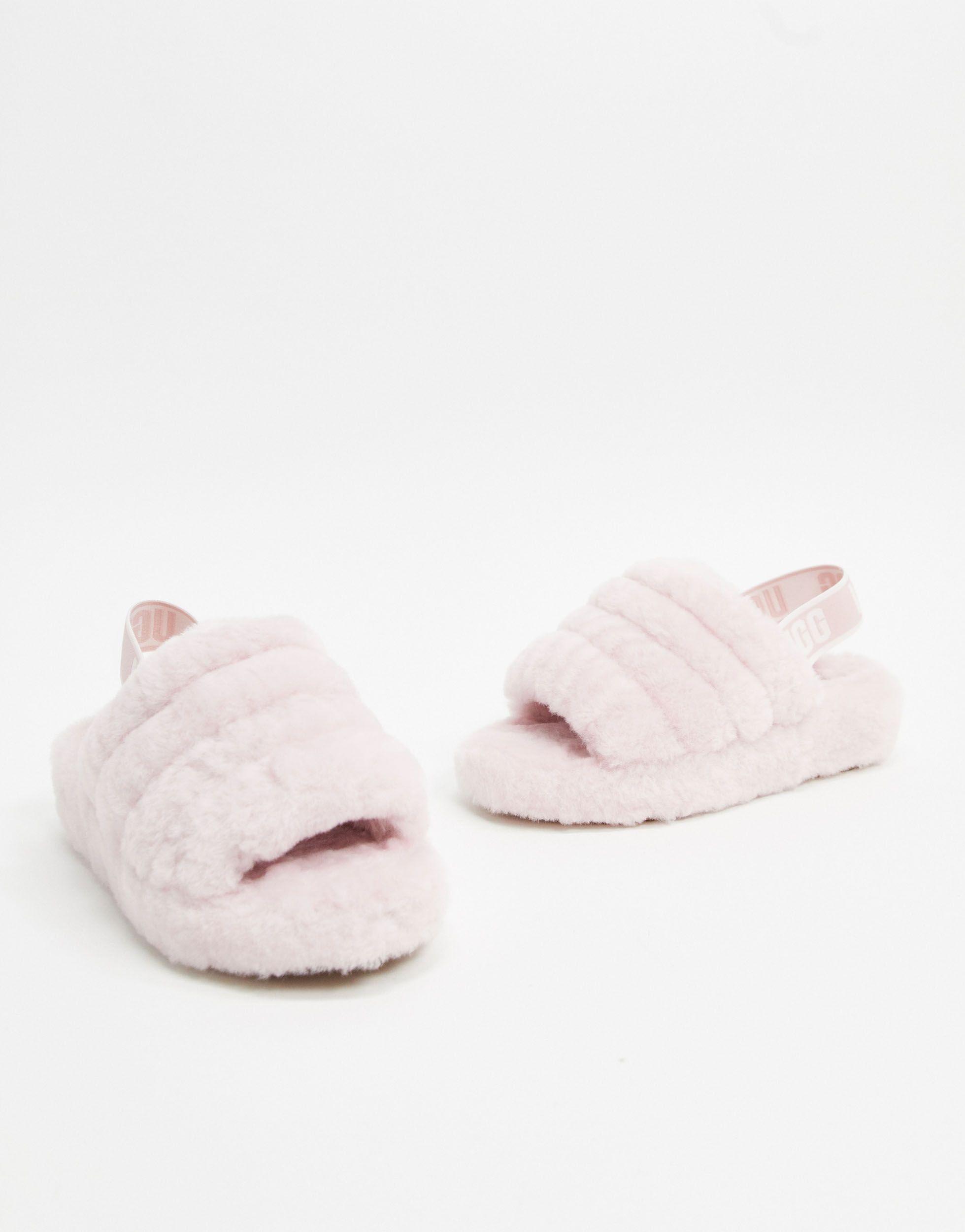 UGG Fur Fluff Yeah Sheepskin Slingback Slippers in Seashell Pink (Pink) -  Lyst