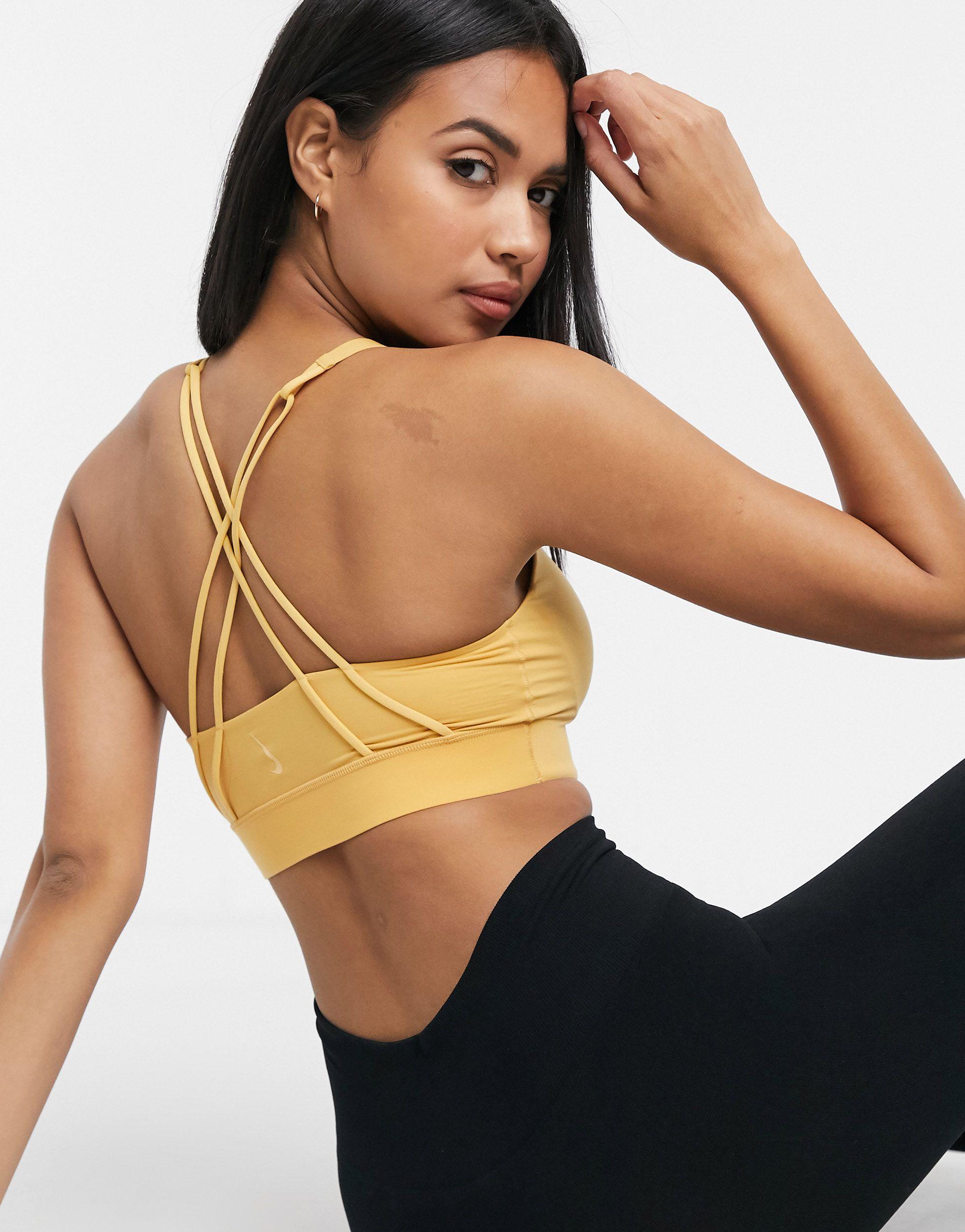 Buy Nike Swoosh Bra Yellow In Stock 