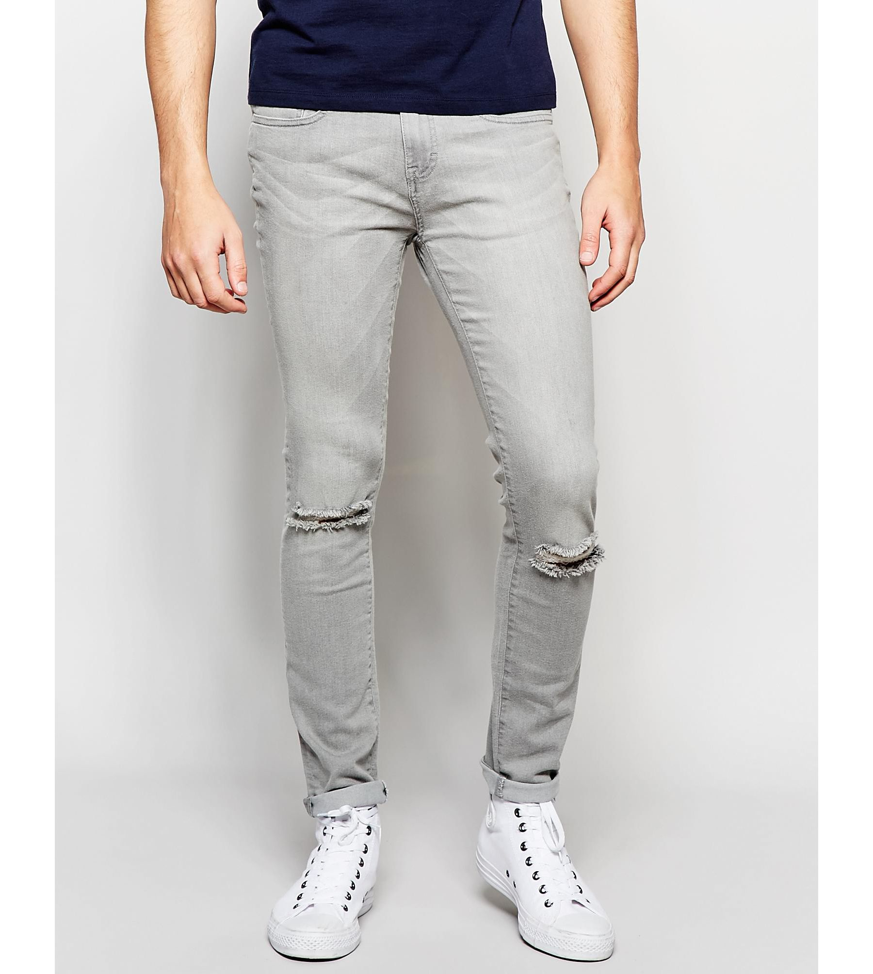 light grey ripped jeans