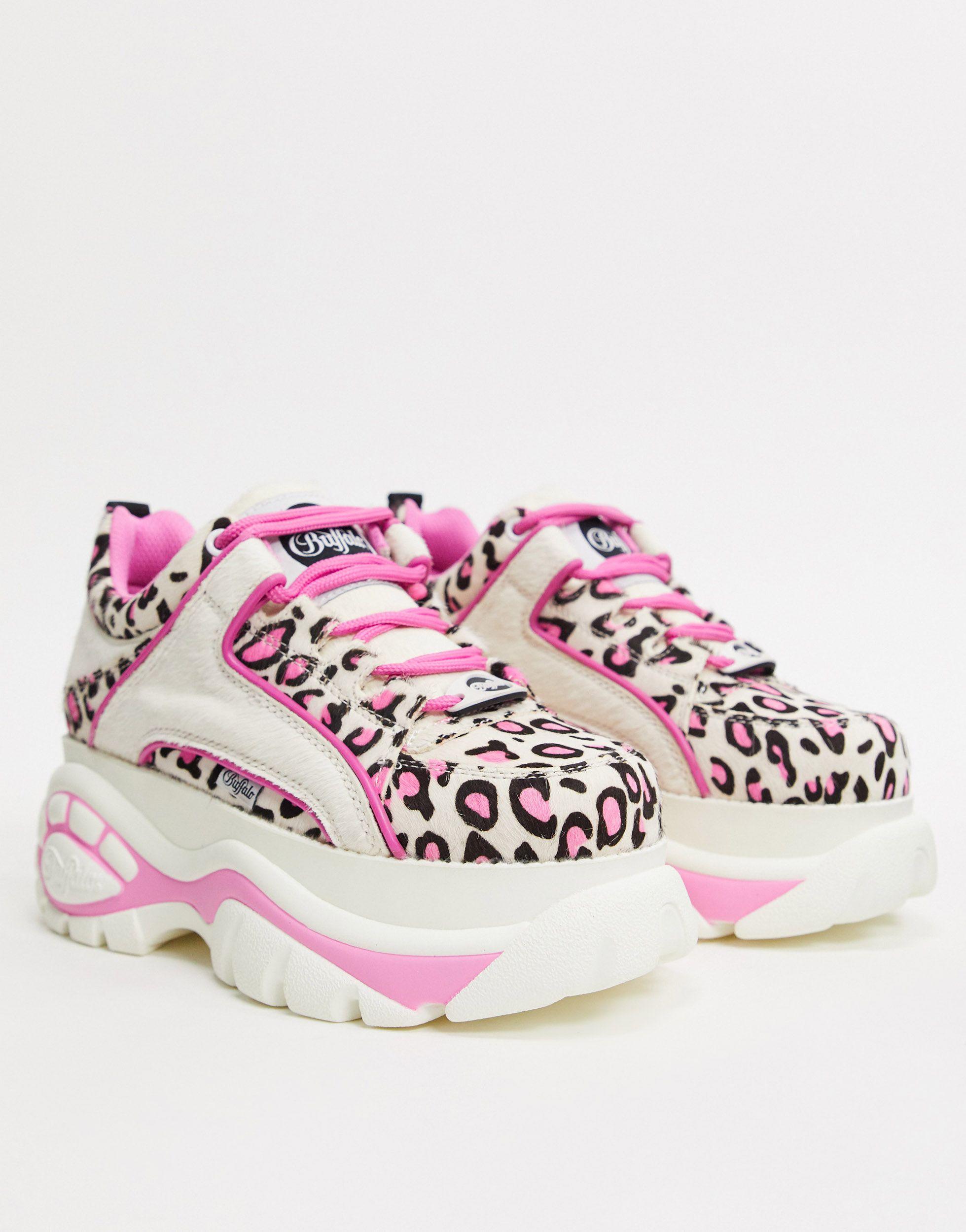London - sneakers basse bianco e rosa leopardato di Buffalo in Rosa | Lyst
