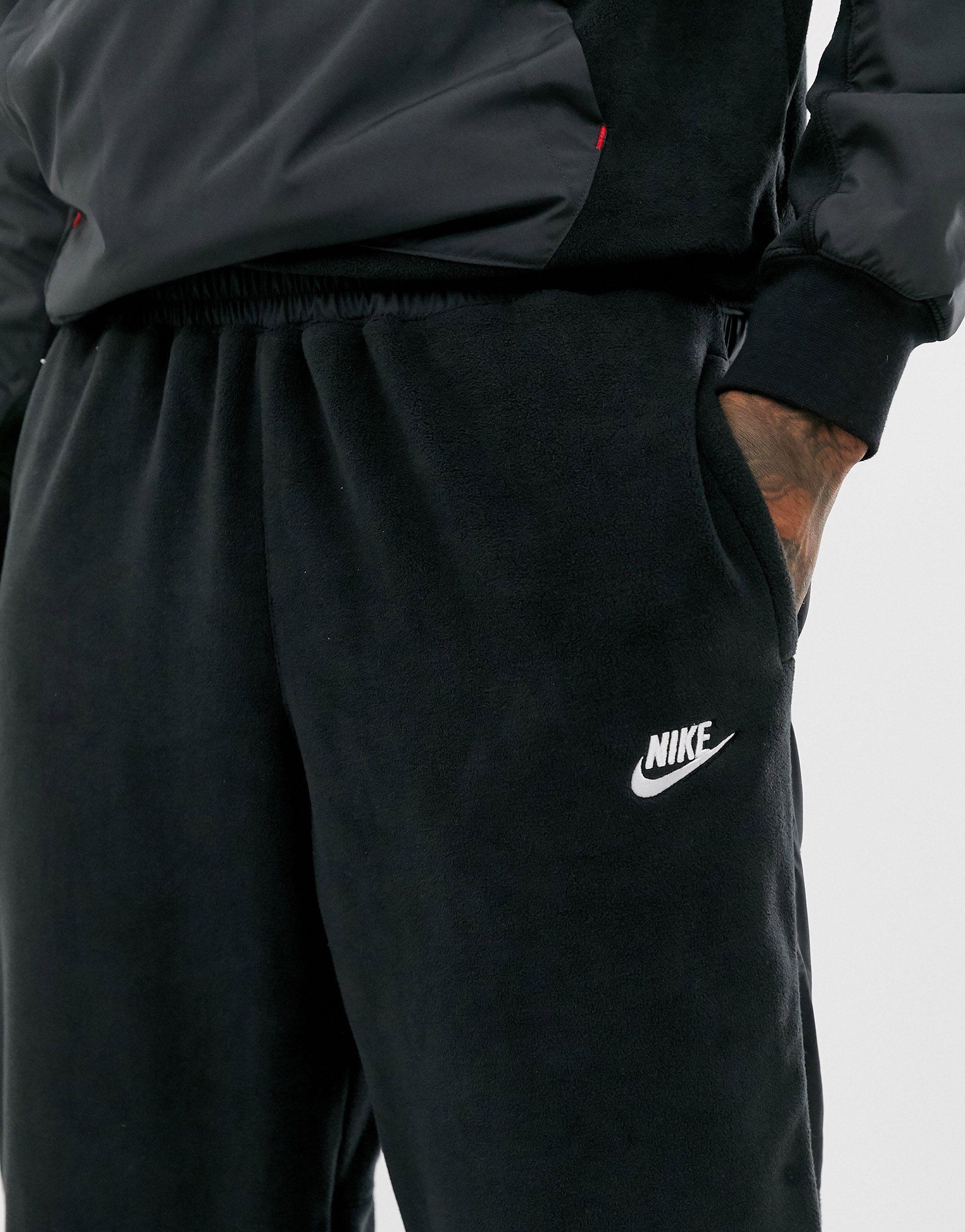 Nike Winter Fleece Cuffed Trackies With Nylon Panels in Black for Men ...