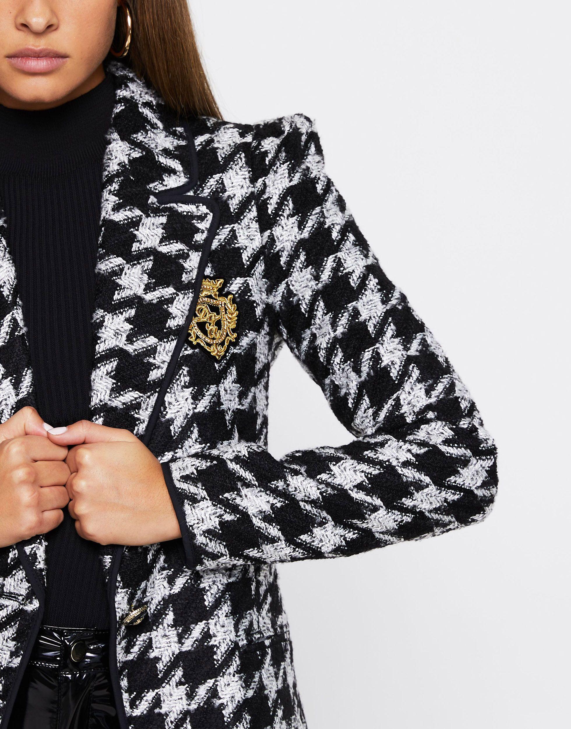 River Island Black Dogtooth Boucle Blazer Lyst