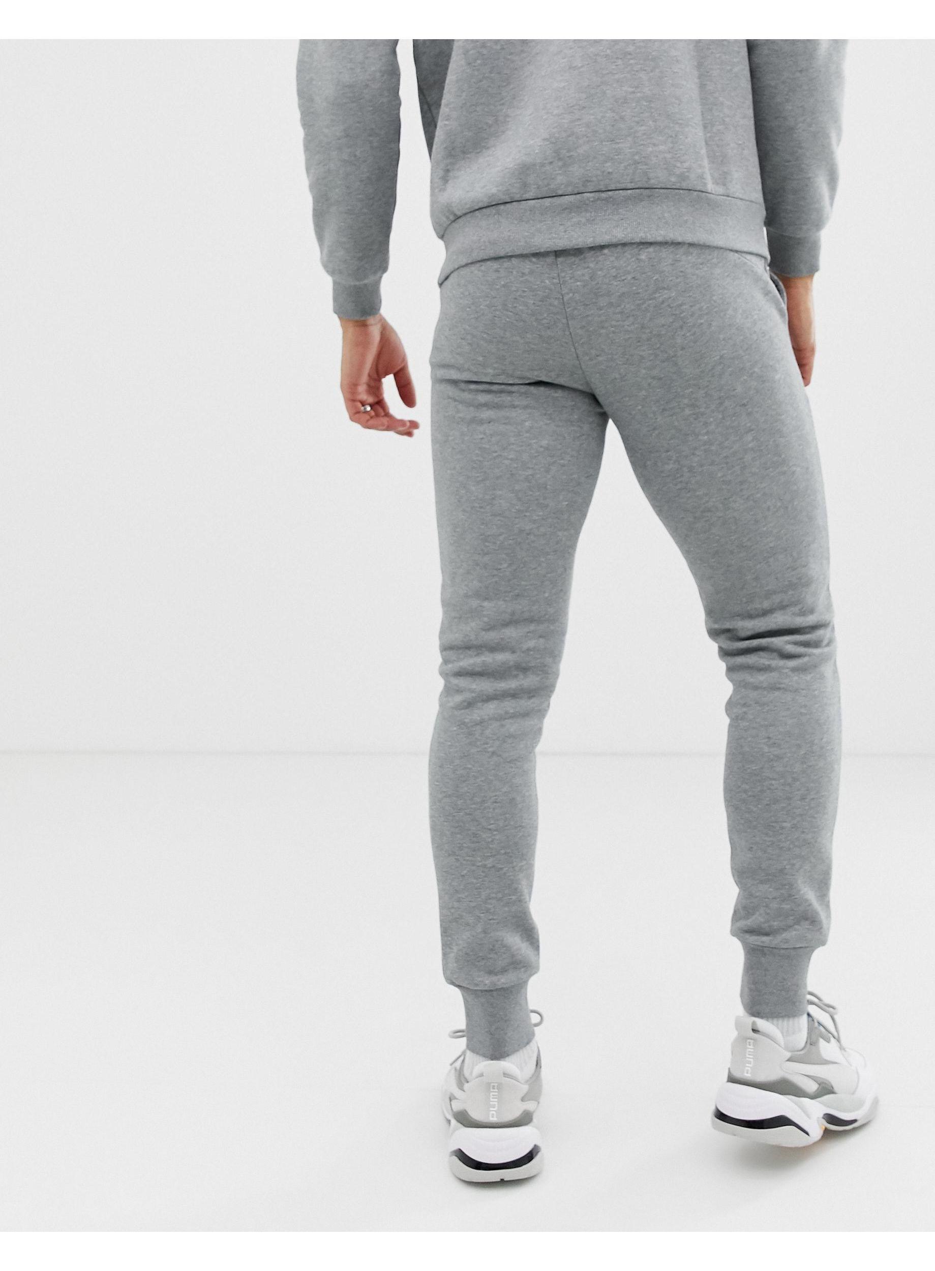 PUMA Cotton Essentials Skinny Fit Sweatpants in Gray for Men | Lyst