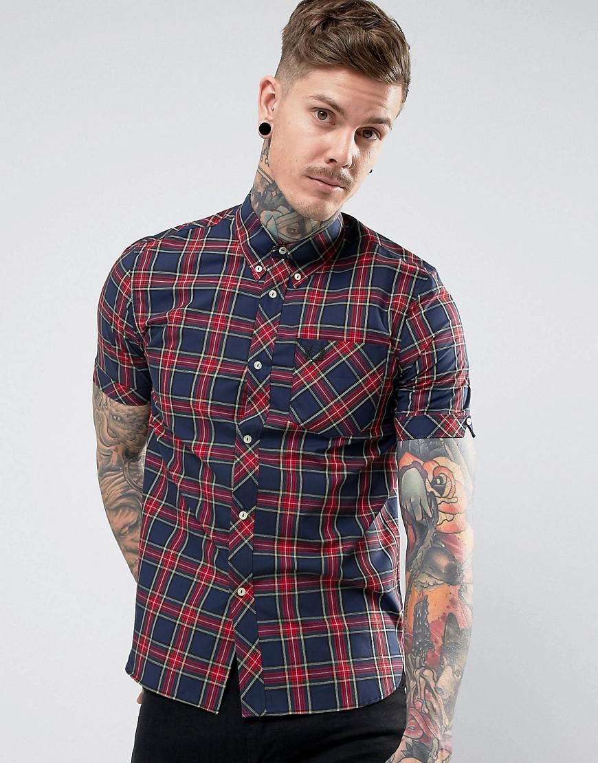 Fred Perry Cotton Reissues Short Sleeve Tartan Shirt In Navy in Blue for  Men - Lyst