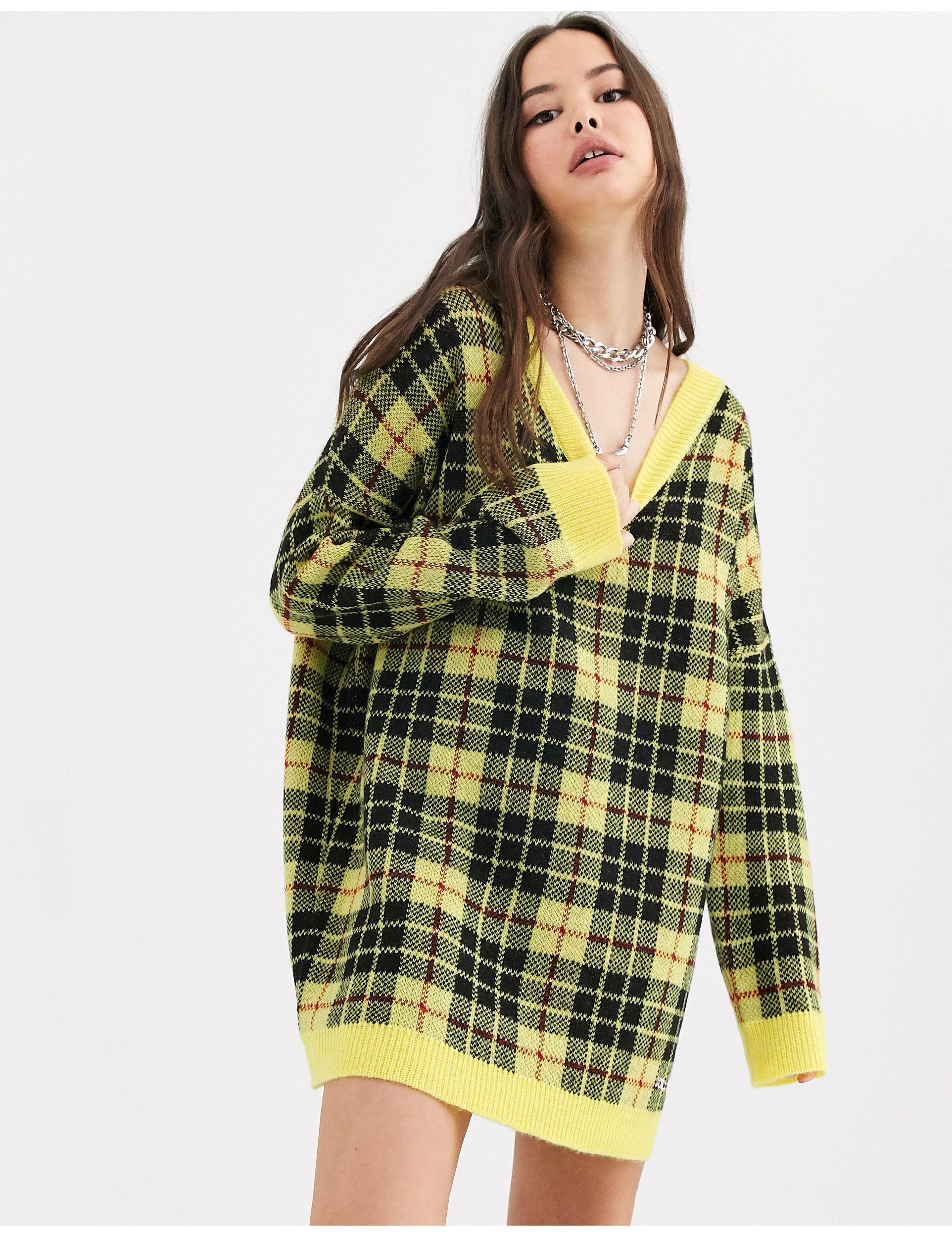 yellow checkered sweater