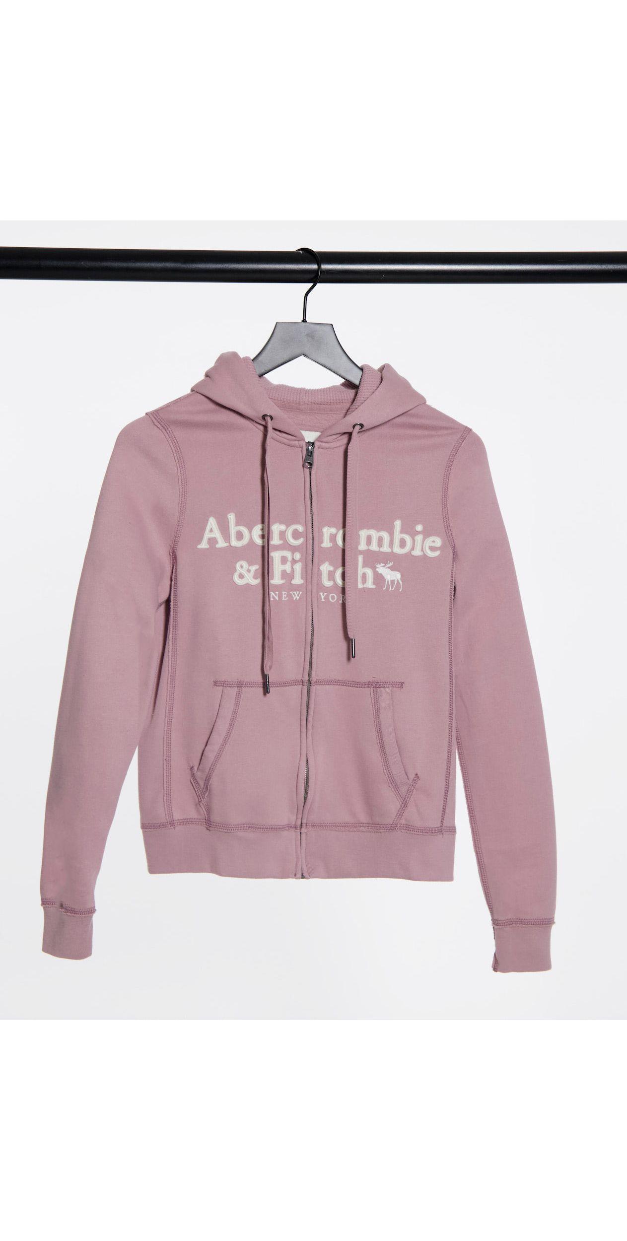 Sudadera con capucha rosa con cremallera Abercrombie \u0026 Fitch de color Rosa  | Lyst