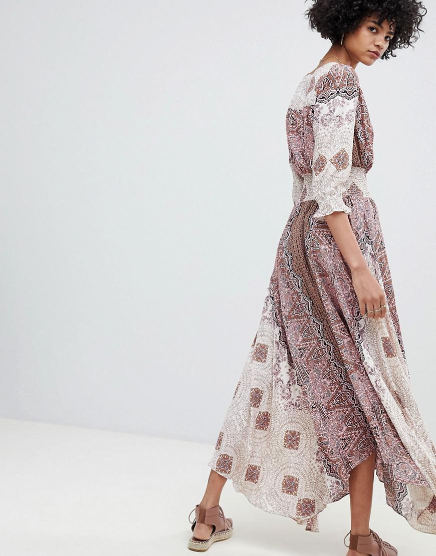 mexicali rose printed smocked maxi dress