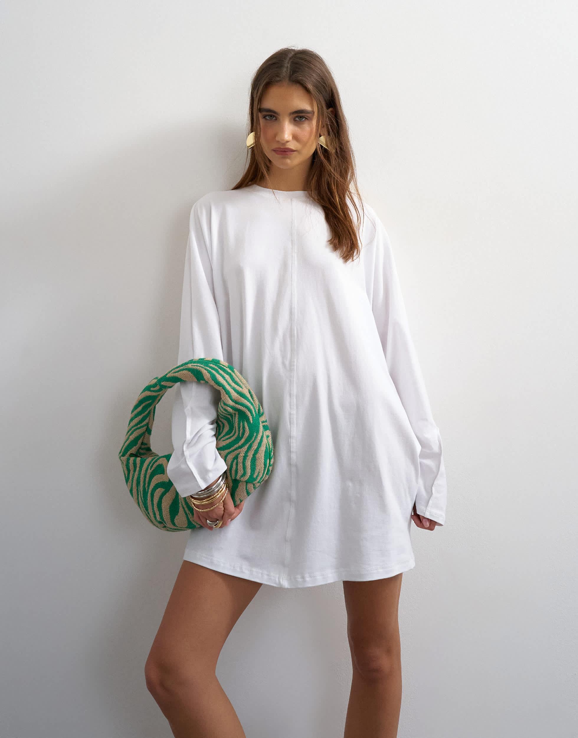white long sleeve tee shirt dress Mohiass Tshirt Dress Women 2024 Fall Button Down Long Sleeve Dresses Casual Midi Shirt Dress with Pockets White L