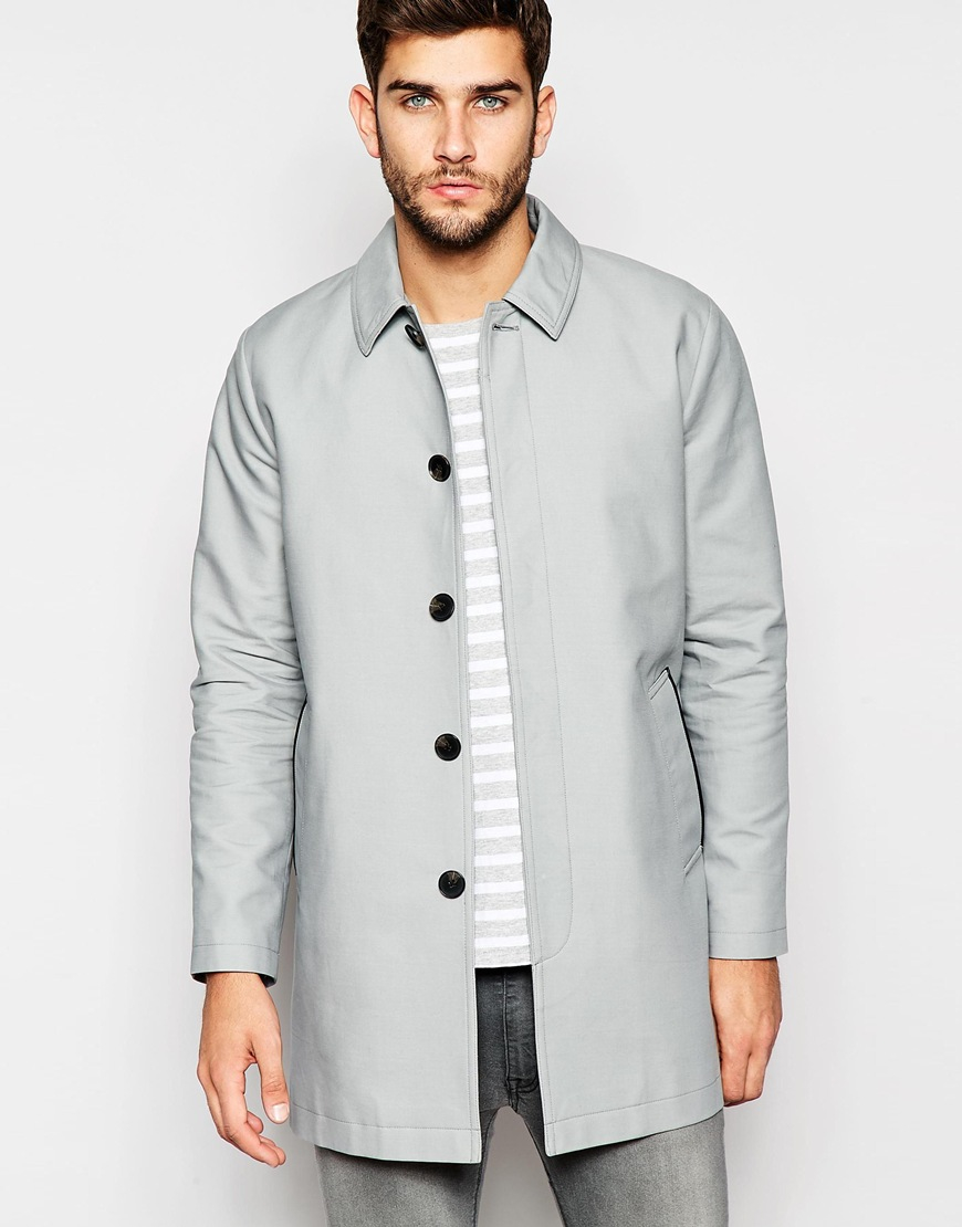 ASOS Shower Resistant Single Breasted Trench Coat In Grey in Gray for ...