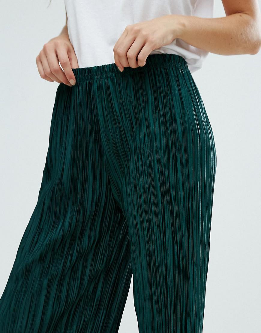 Green plisse trousers Clearance