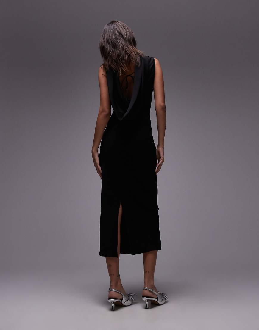 arket bias cut slip dress ARKET Bias Cut Maxi Dress With Low Cowl Back in Black