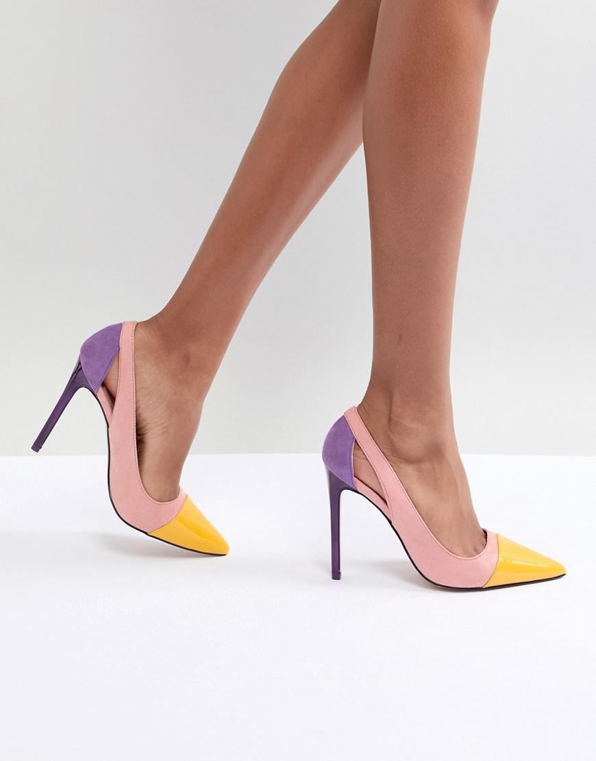 Denim Colour Block Court Heels 