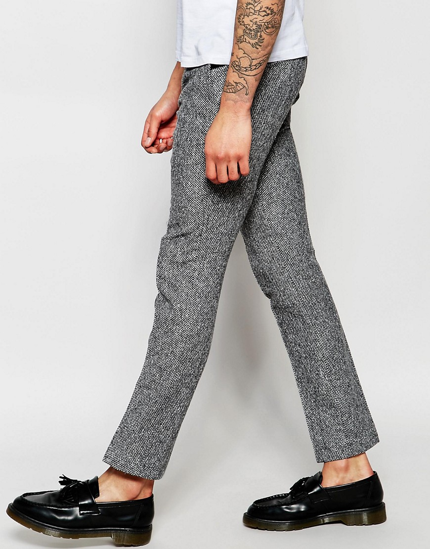 Noak Wool White Herringbone Pants In Super Skinny Fit White in Black