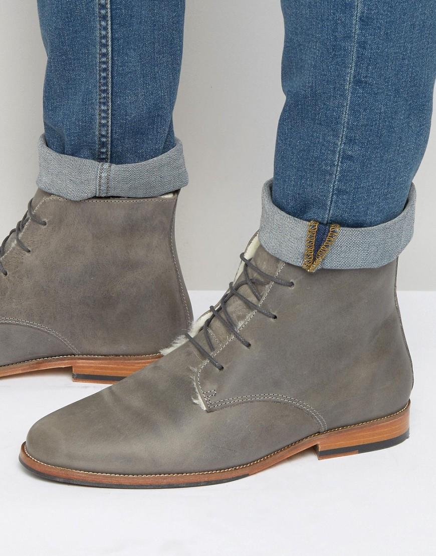 Lyst - Bobbies L'explorateur Faux Shearling Lace Up Boots in Gray for Men