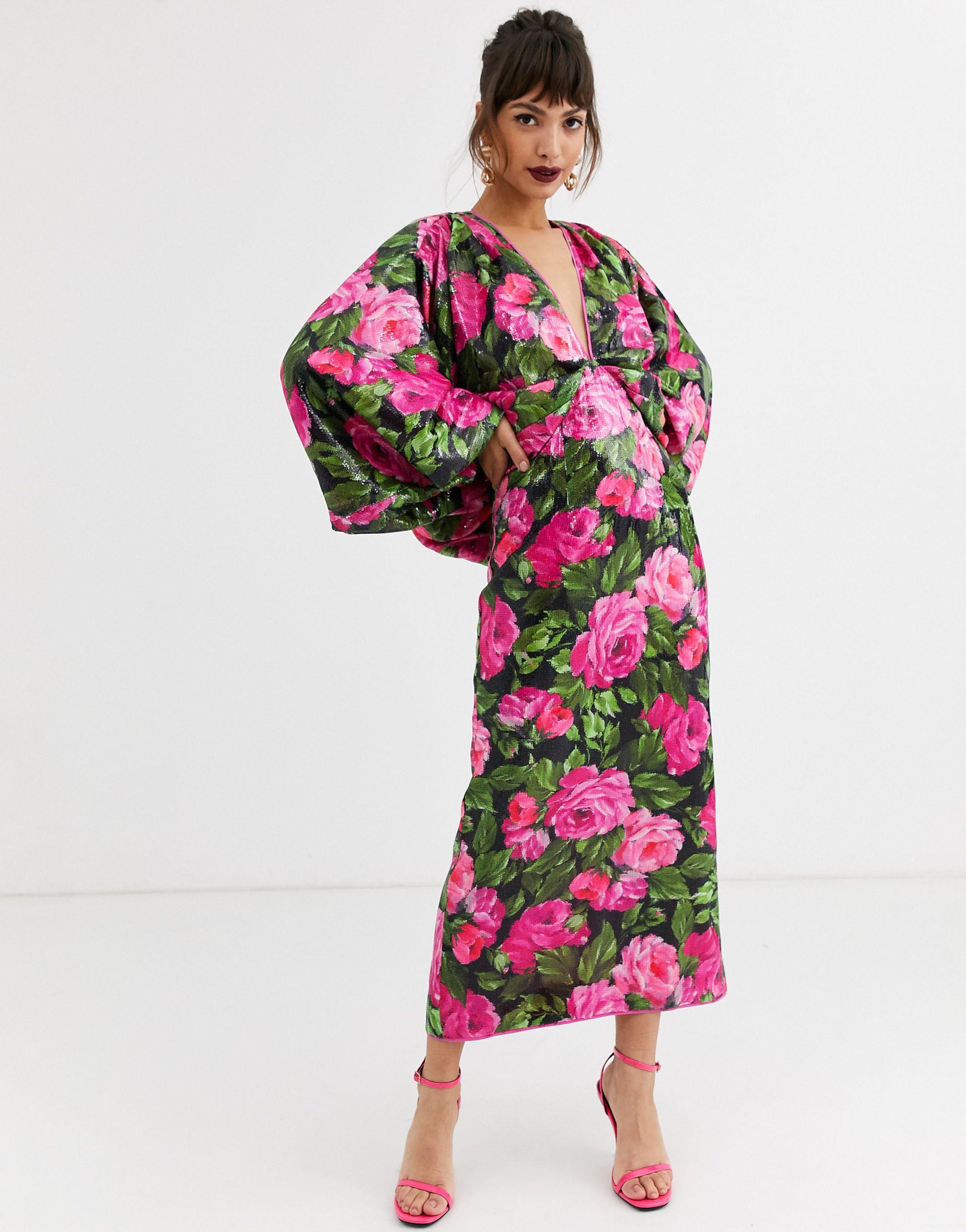 ASOS Synthetic Kimono Sleeve Dress - Lyst