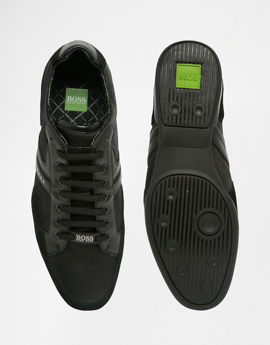 BOSS Green Leather By Hugo Boss Spacit Trainers in Black for Men | Lyst