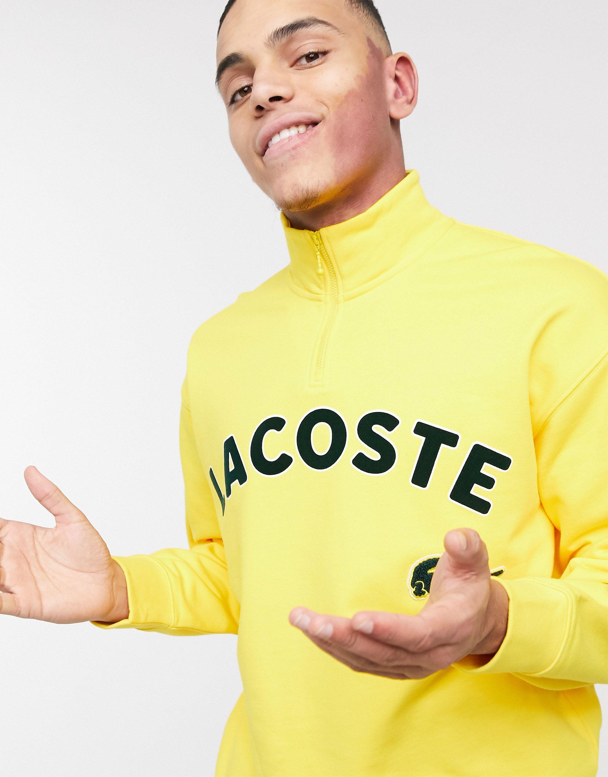 Sudadera larga amarilla con logo grande y media cremallera Lacoste de  hombre de color Amarillo | Lyst